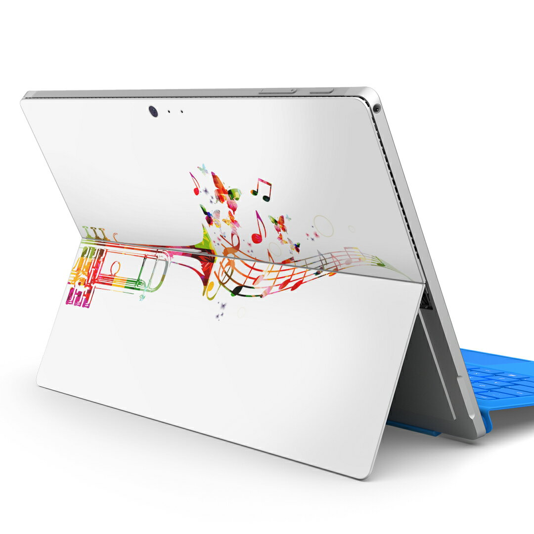 Surface Pro7 (2019) Pro6 Pro2017 pro4 用 スキンシール igsticker サーフェス ノートブック ノートパソコン カバー ケース フィルム ステッカー アクセサリー 保護 011714 音楽　音符　蝶