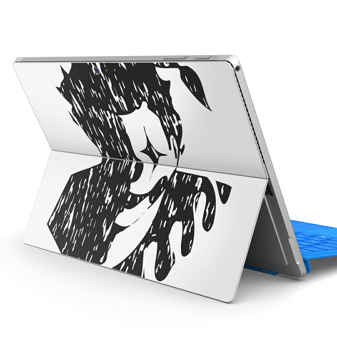 Surface Pro7 (2019) Pro6 Pro2017 pro4 用 スキンシール igsticker サーフェス ノートブック ノートパソコン カバー ケース フィルム ステッカー アクセサリー 保護 011828 ピエロ　人物　白黒(2.0)
