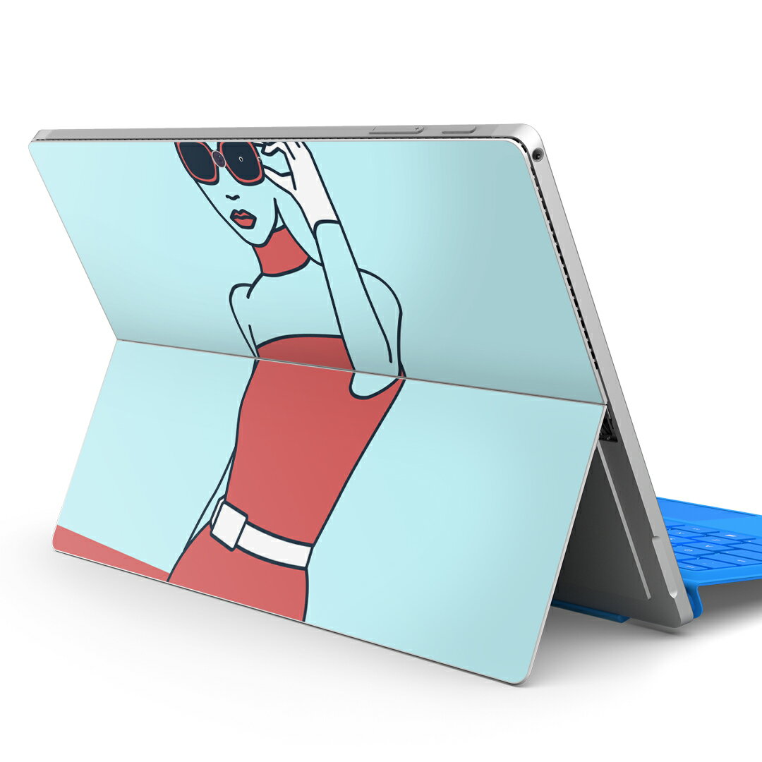 Surface Pro7 (2019) Pro6 Pro2017 pro4 用 スキンシール igsticker サーフェス ノートブック ノートパソコン カバー ケース フィルム ステッカー アクセサリー 保護 012009 女性　イラスト　おしゃれ