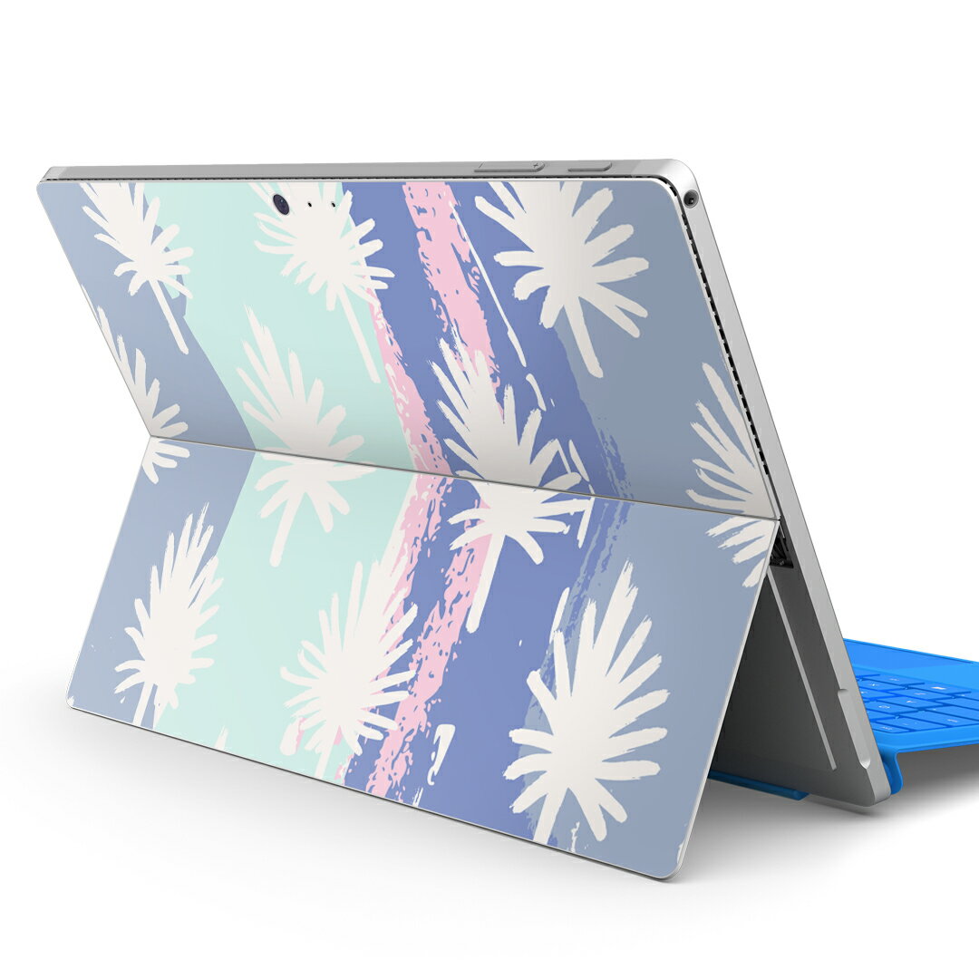Surface Pro7 (2019) Pro6 Pro2017 pro4 用 スキンシール igsticker サーフェス ノートブック ノートパソコン カバー ケース フィルム ステッカー アクセサリー 保護 012137 パステル　植物　水色