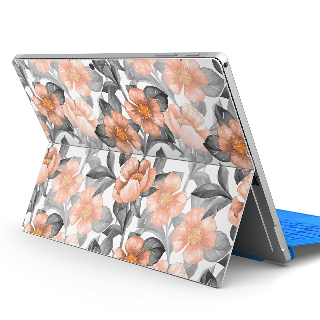 Surface Pro7 (2019) Pro6 Pro2017 pro4 用 スキンシール igsticker サーフェス ノートブック ノートパソコン カバー ケース フィルム ステッカー アクセサリー 保護 013944 花　　オレンジ