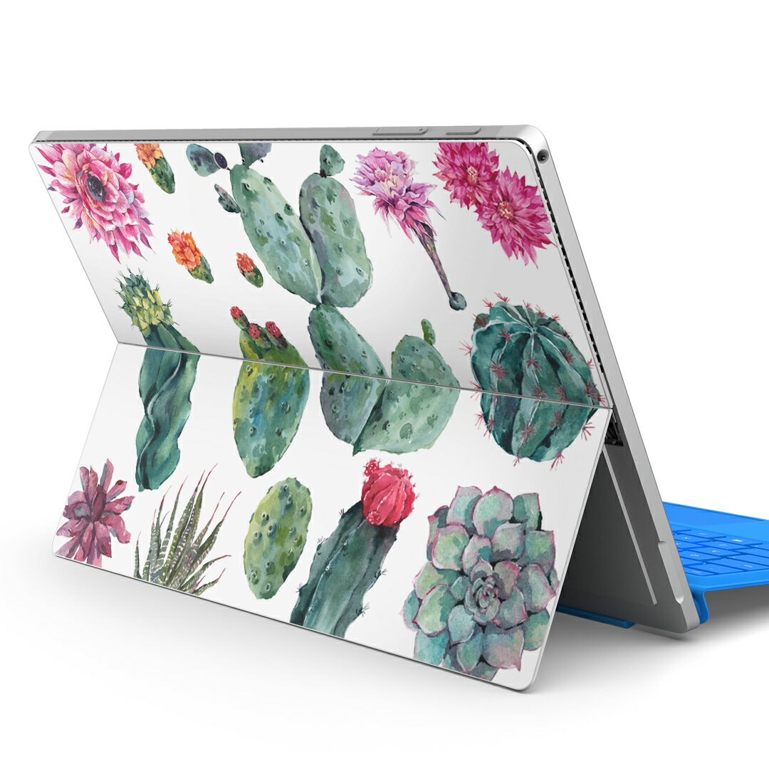 Surface Pro7 (2019) Pro6 Pro2017 pro4 用 スキンシール igsticker サーフェス ノートブック ノートパソコン カバー ケース フィルム ステッカー アクセサリー 保護 014334 花　　サボテン