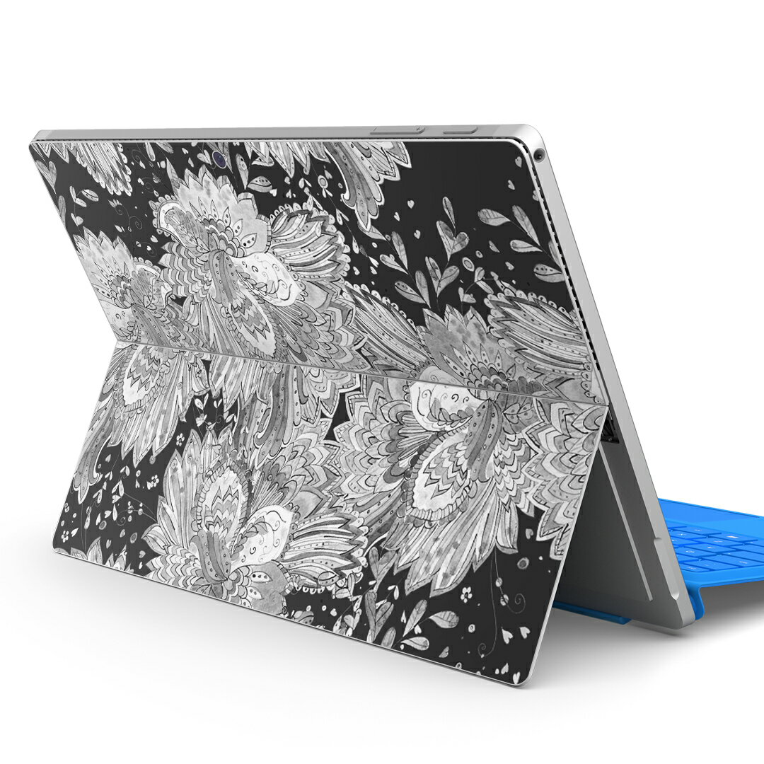 Surface Pro7 (2019) Pro6 Pro2017 pro4 用 スキンシール igsticker サーフェス ノートブック ノートパソコン カバー ケース フィルム ステッカー アクセサリー 保護 014549 植物 アジアン モノクロ