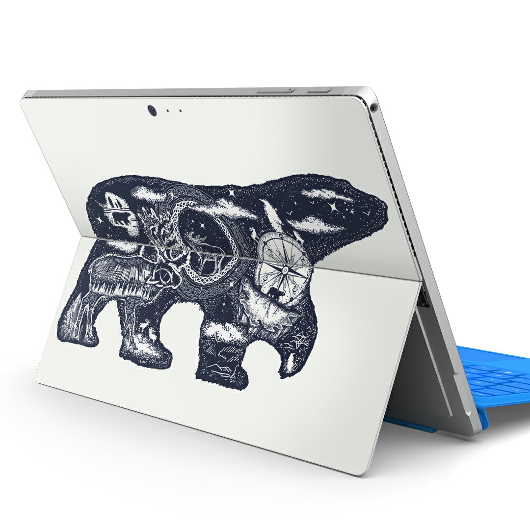 Surface Pro7 (2019) Pro6 Pro2017 pro4 用 スキンシール igsticker サーフェス ノートブック ノートパソコン カバー ケース フィルム ステッカー アクセサリー 保護 014629 クマ　動物　アニマル