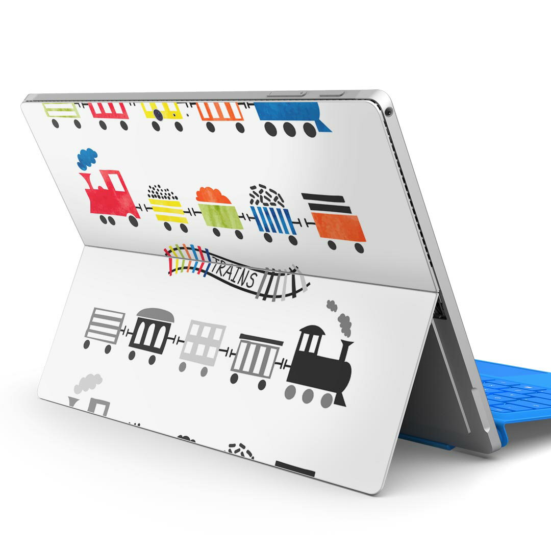 Surface Pro7 (2019) Pro6 Pro2017 pro4 用 スキンシール igsticker サーフェス ノートブック ノートパソコン カバー ケース フィルム ステッカー アクセサリー 保護 015904 電車　乗り物　カラフル