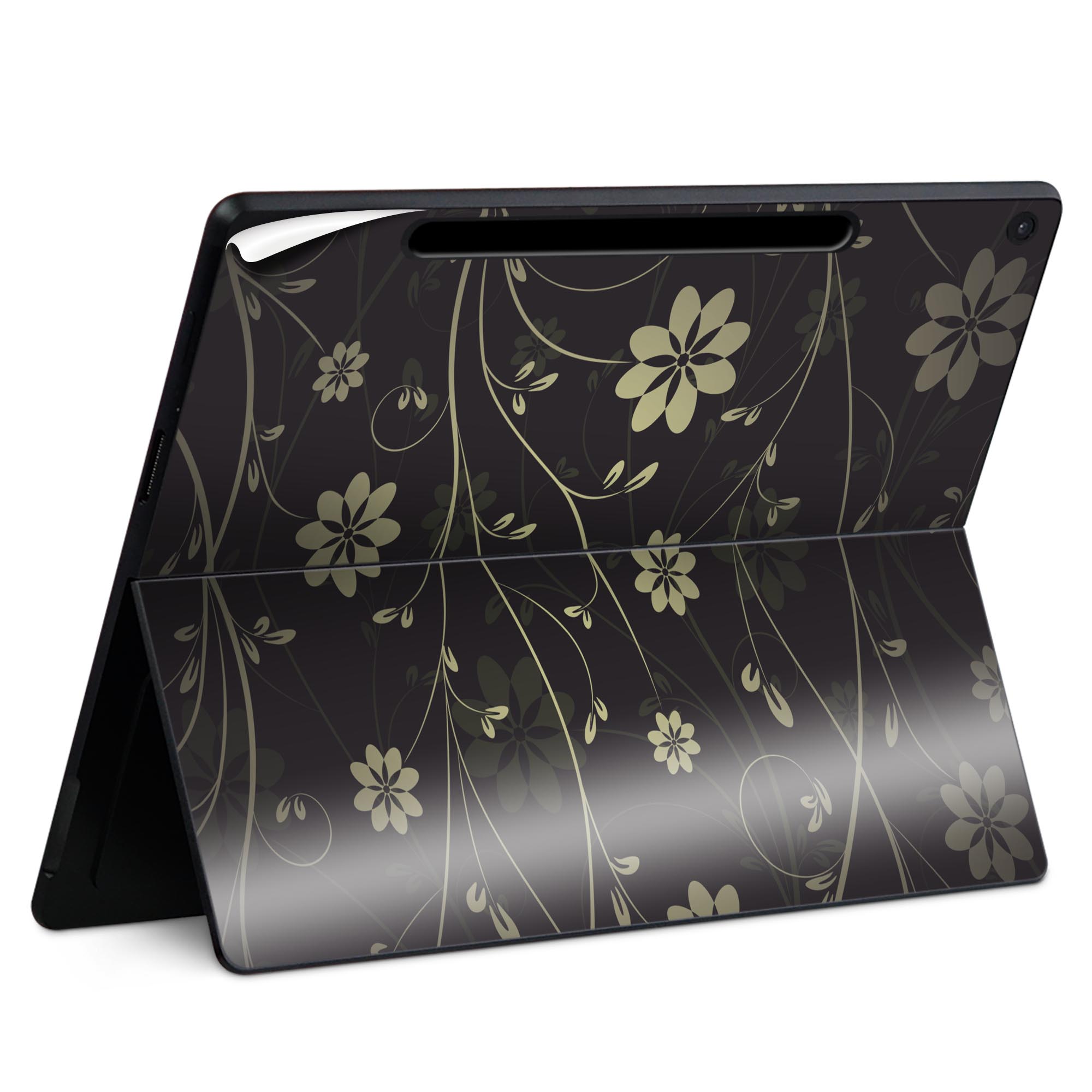 Surface Pro 12 インチ (2025) 用 スキンシール 全面スキンシール フル SurfacePro12 用 背面 底 ステッカー 保護シール 高品質再剥離性シート キャラクター かわいい 023396 女性　顔　人物 000053 花　花柄