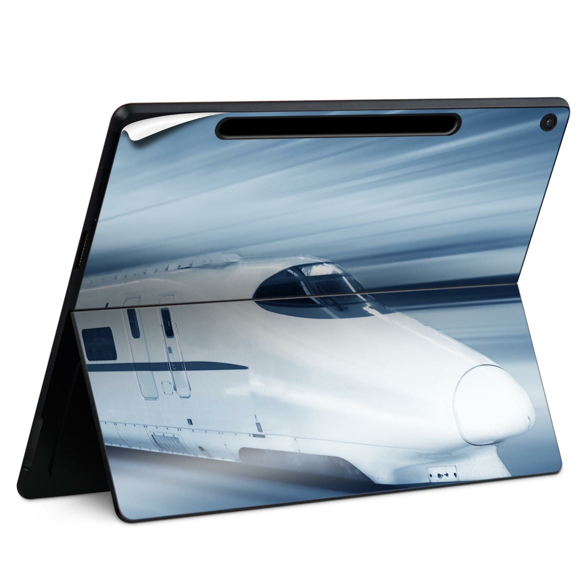 Surface Pro 12 インチ (2025) 用 スキンシール 全面スキンシール フル SurfacePro12 用 背面 底 ステッカー 保護シール 高品質再剥離性シート キャラクター かわいい 023396 女性　顔　人物 000868 新幹線