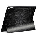 Surface Pro 12 インチ (2025) 用 スキンシール 全面スキンシール フル SurfacePro12 用 背面 底 ステッカー 保護シール 高品質再剥離性シート キャラクター かわいい 023396 女性 顔 人物 001047 ダマスク 黒