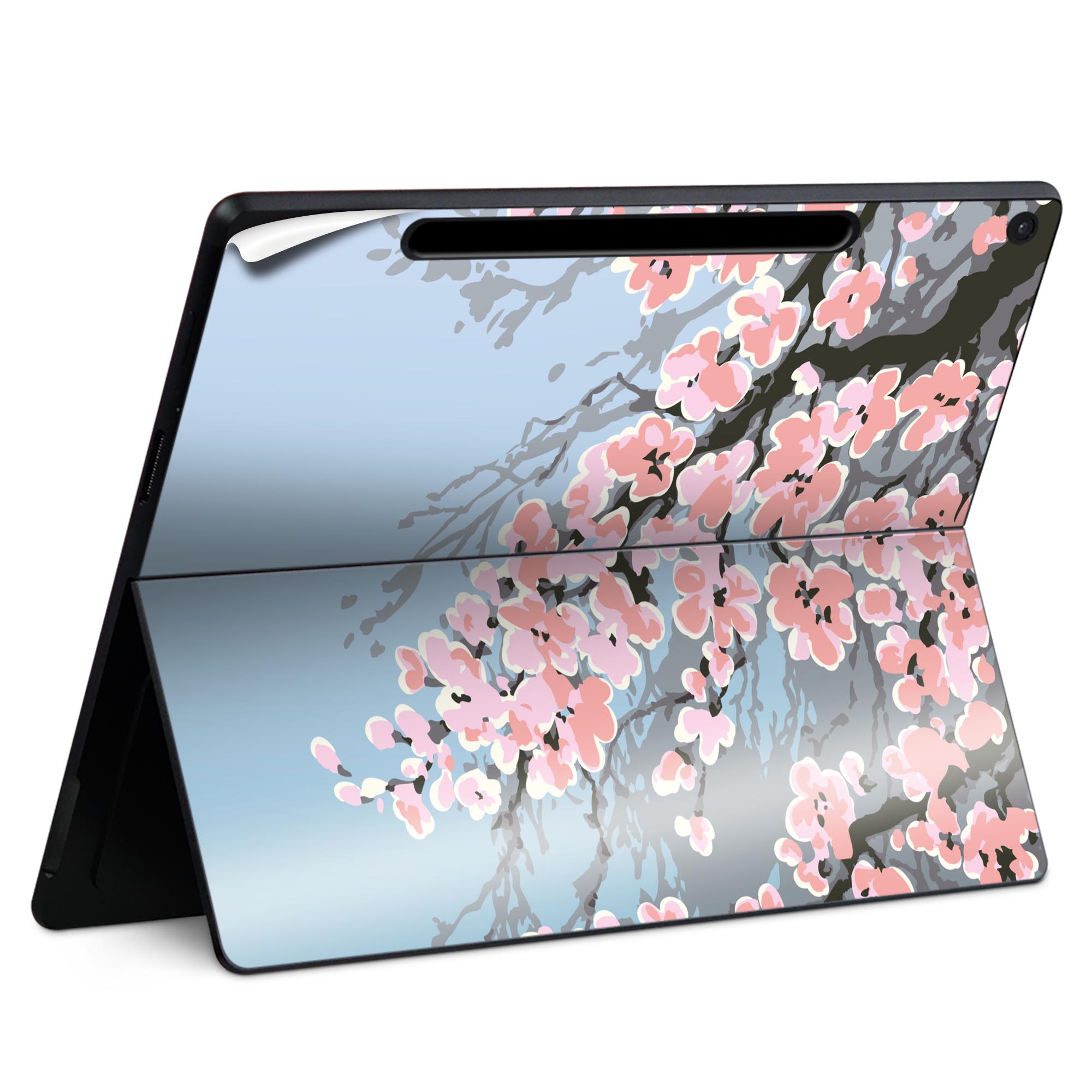 Surface Pro 12 インチ (2025) 用 スキンシール 全面スキンシール フル SurfacePro12 用 背面 底 ステッカー 保護シール 高品質再剥離性シート キャラクター かわいい 023396 女性 顔 人物 001219 桜 花