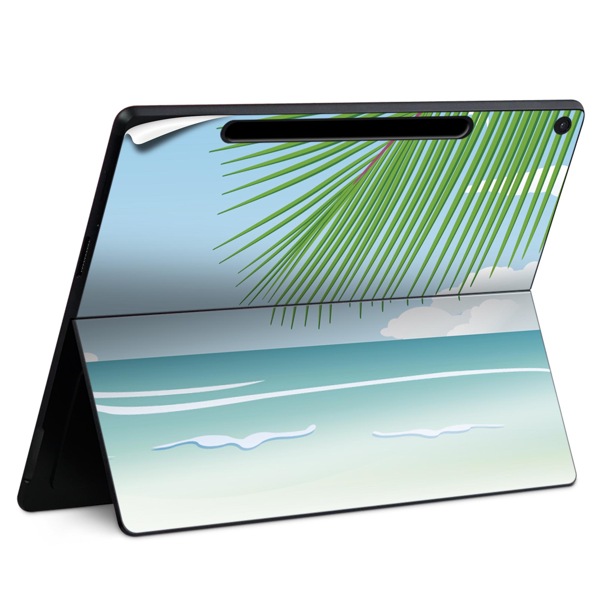 Surface Pro 12 インチ (2025) 用 スキンシール 全面スキンシール フル SurfacePro12 用 背面 底 ステッカー 保護シール 高品質再剥離性シート キャラクター かわいい 023396 女性　顔　人物 001416 やしの木