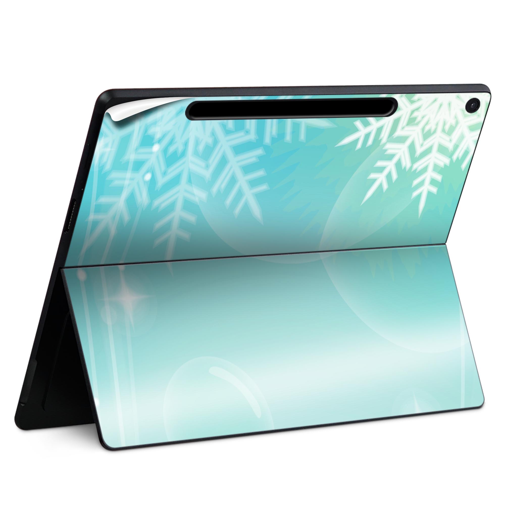 Surface Pro 12 インチ (2025) 用 スキンシール 全面スキンシール フル SurfacePro12 用 背面 底 ステッカー 保護シール 高品質再剥離性シート キャラクター かわいい 023396 女性　顔　人物 001436 雪の結晶　冬　シャボン玉