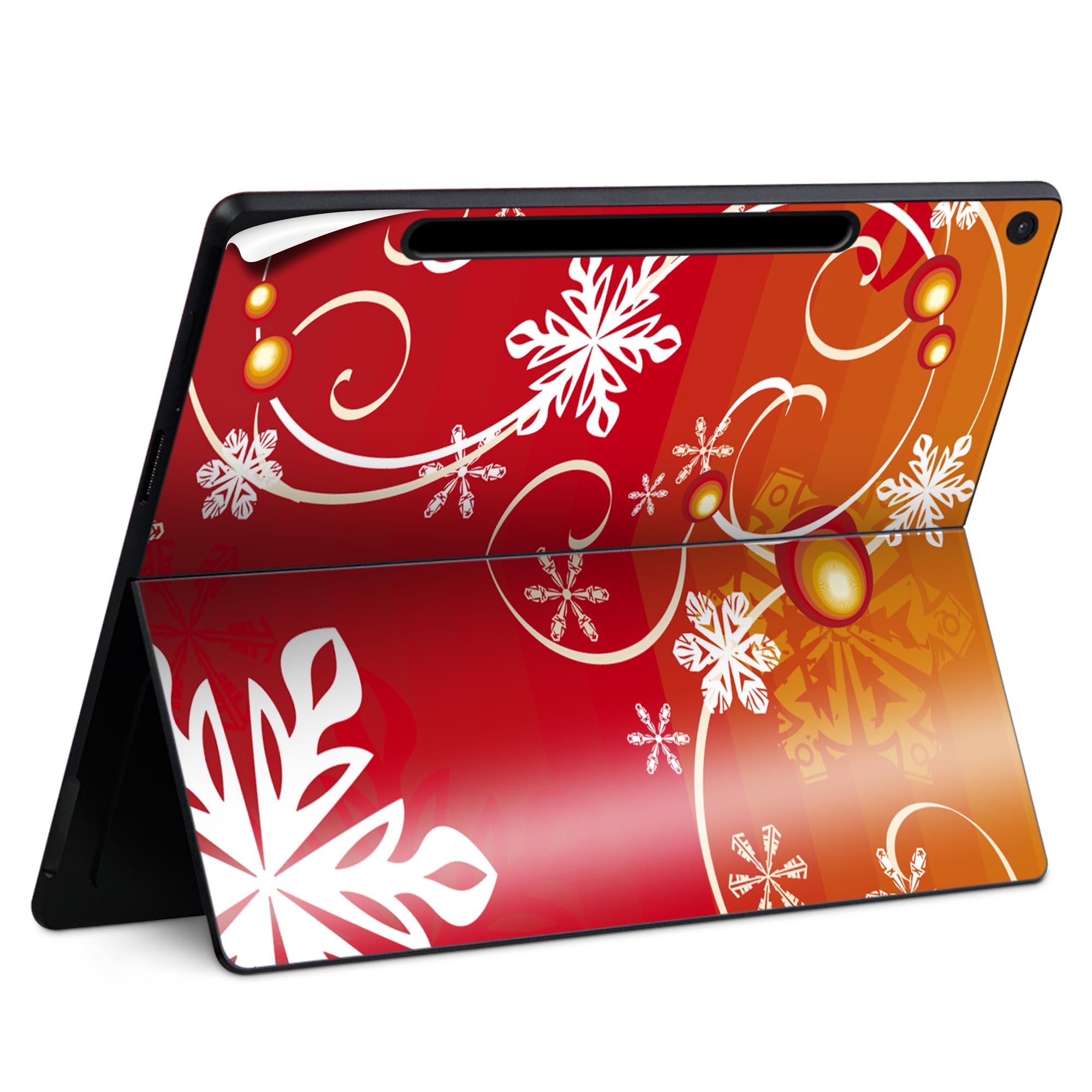 Surface Pro 12 インチ (2025) 用 スキンシール 全面スキンシール フル SurfacePro12 用 背面 底 ステッカー 保護シール 高品質再剥離性シート キャラクター かわいい 023396 女性 顔 人物 001518 雪 冬