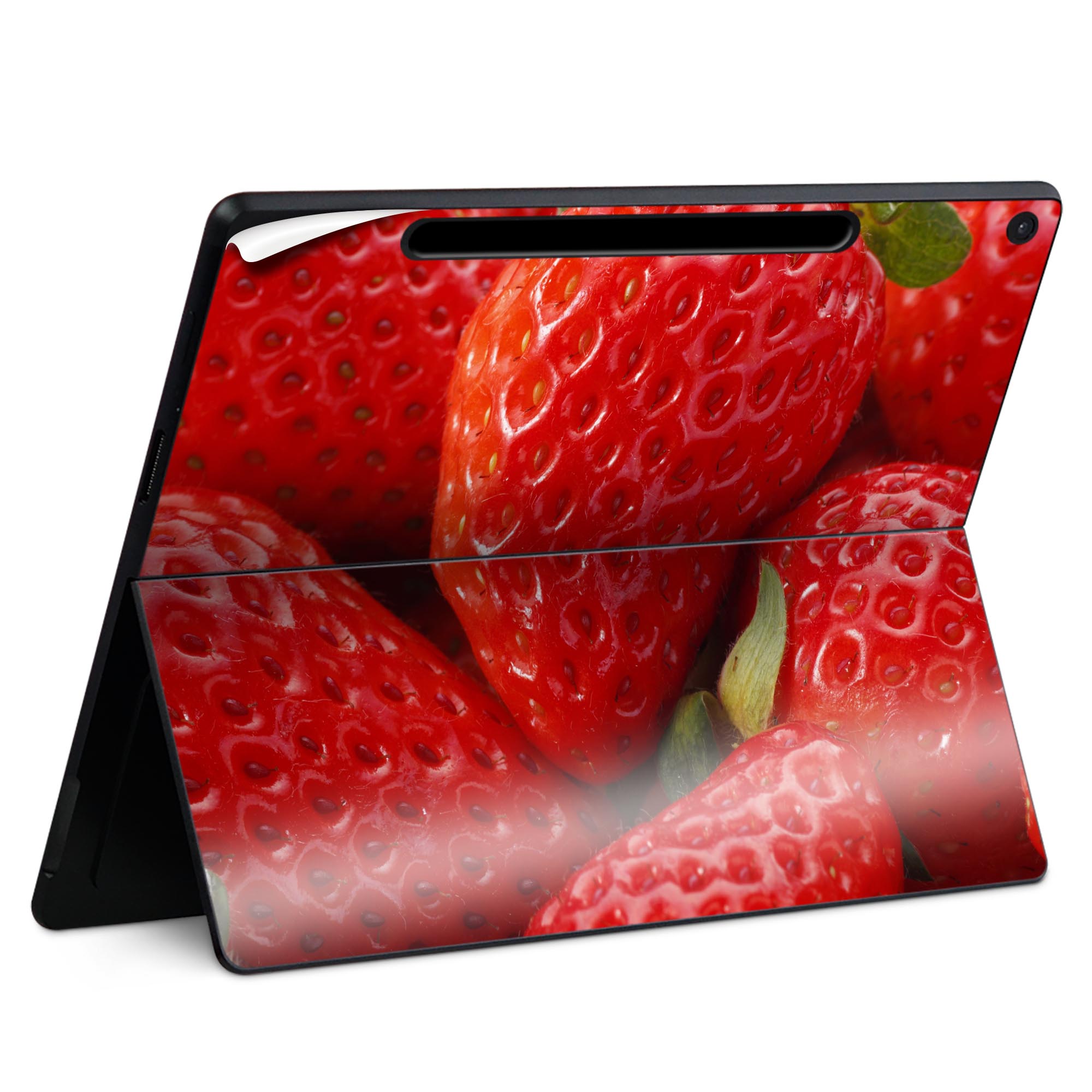 Surface Pro 12 インチ (2025) 用 スキンシール 全面スキンシール フル SurfacePro12 用 背面 底 ステッカー 保護シール 高品質再剥離性シート キャラクター かわいい 023396 女性 顔 人物 001592 苺 果実