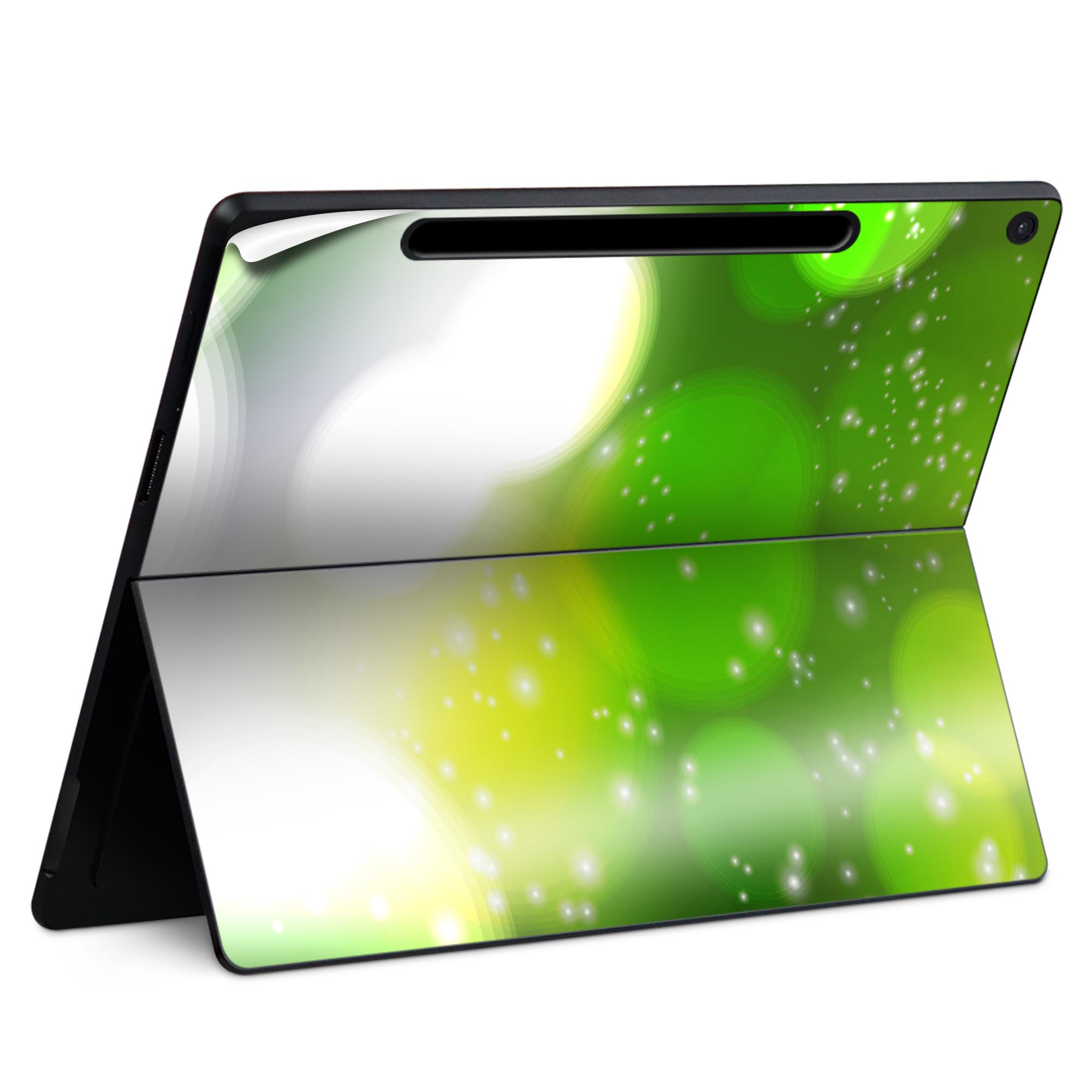 Surface Pro 12 インチ (2025) 用 スキンシール 全面スキンシール フル SurfacePro12 用 背面 底 ステッカー 保護シール 高品質再剥離性シート キャラクター かわいい 023396 女性　顔　人物 001824 シンプル　模様　緑