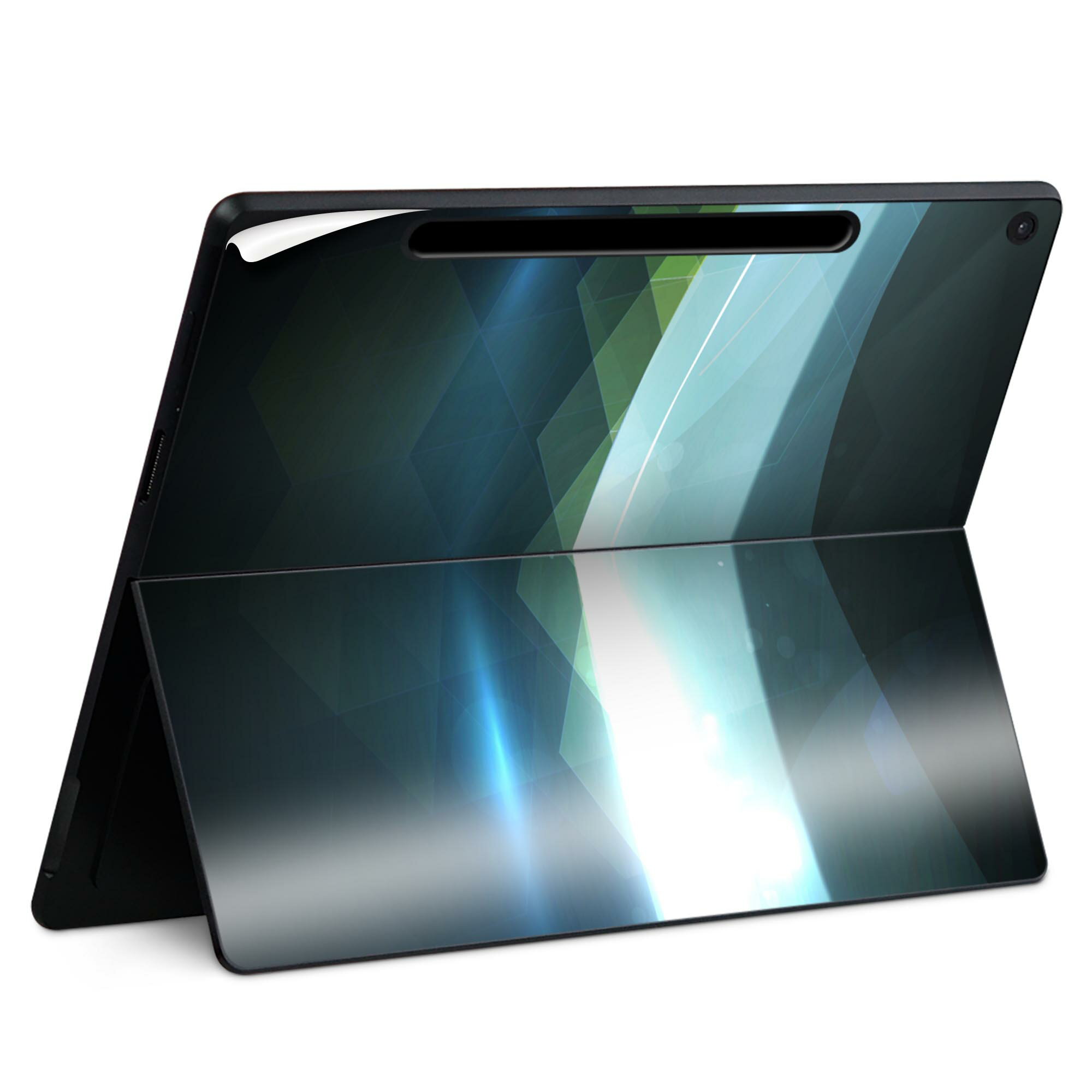 Surface Pro 12 インチ (2025) 用 スキンシール 全面スキンシール フル SurfacePro12 用 背面 底 ステッカー 保護シール 高品質再剥離性シート キャラクター かわいい 023396 女性　顔　人物 002209 青　光　黄色