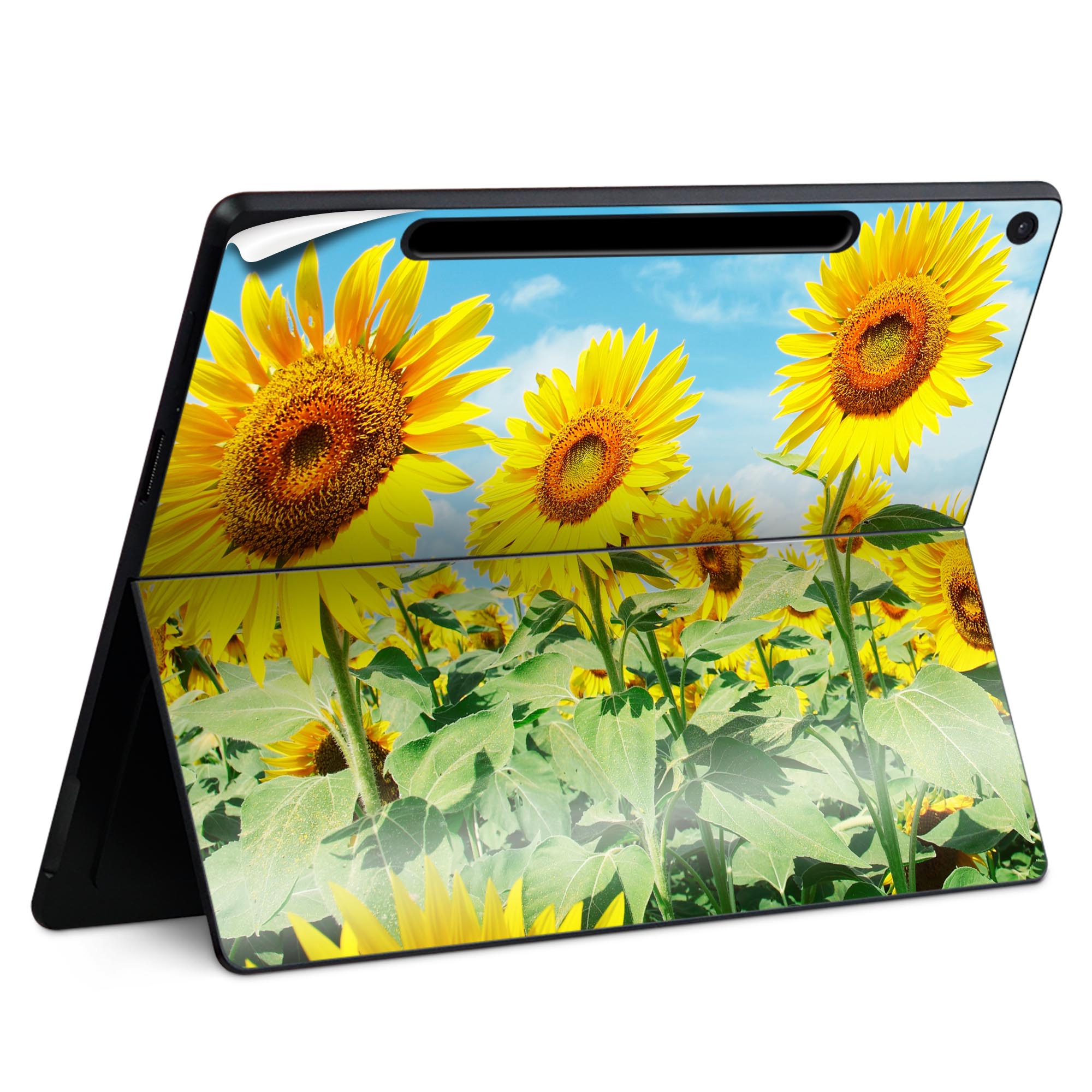 Surface Pro 12 インチ (2025) 用 スキンシール 全面スキンシール フル SurfacePro12 用 背面 底 ステッカー 保護シール 高品質再剥離性シート キャラクター かわいい 023396 女性 顔 人物 002501 花 ひまわり 写真