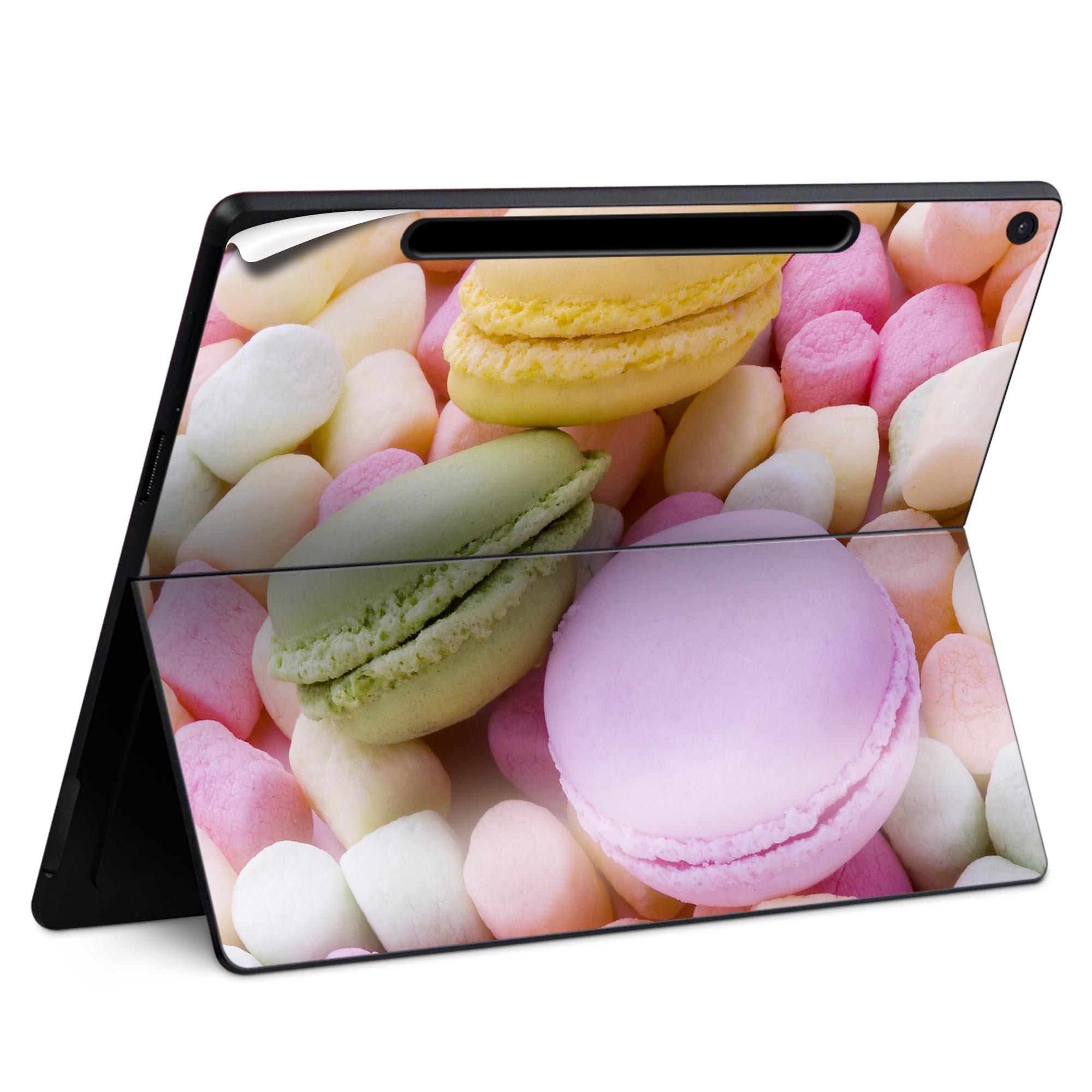 Surface Pro 12 インチ (2025) 用 スキンシール 全面スキンシール フル SurfacePro12 用 背面 底 ステッカー 保護シール 高品質再剥離性シート キャラクター かわいい 023396 女性 顔 人物 002600 マカロン カラフル 写真