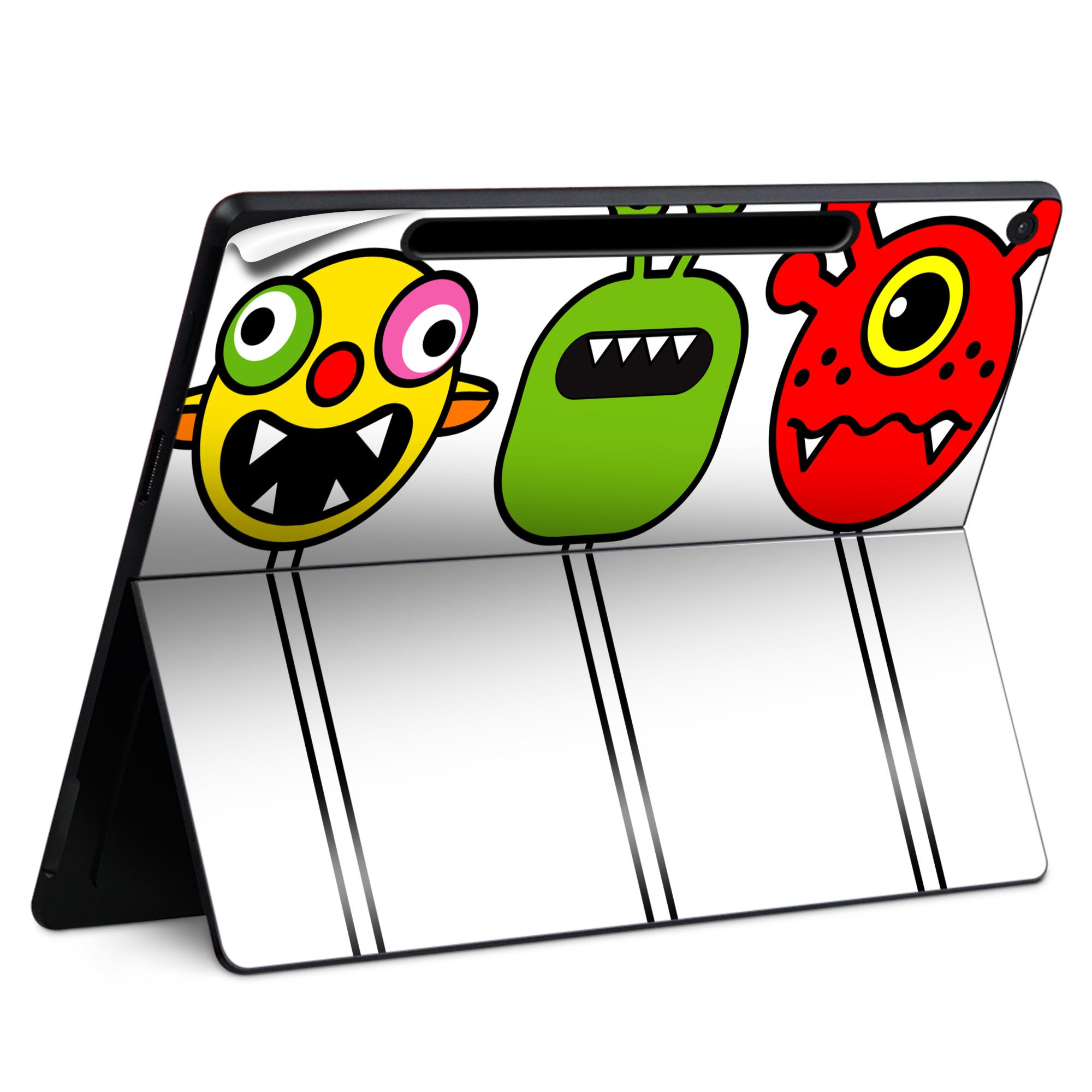 Surface Pro 12 インチ (2025) 用 スキンシール 全面スキンシール フル SurfacePro12 用 背面 底 ステッカー 保護シール 高品質再剥離性シート キャラクター かわいい 023396 女性 顔 人物 003556 キャラクター モンスター