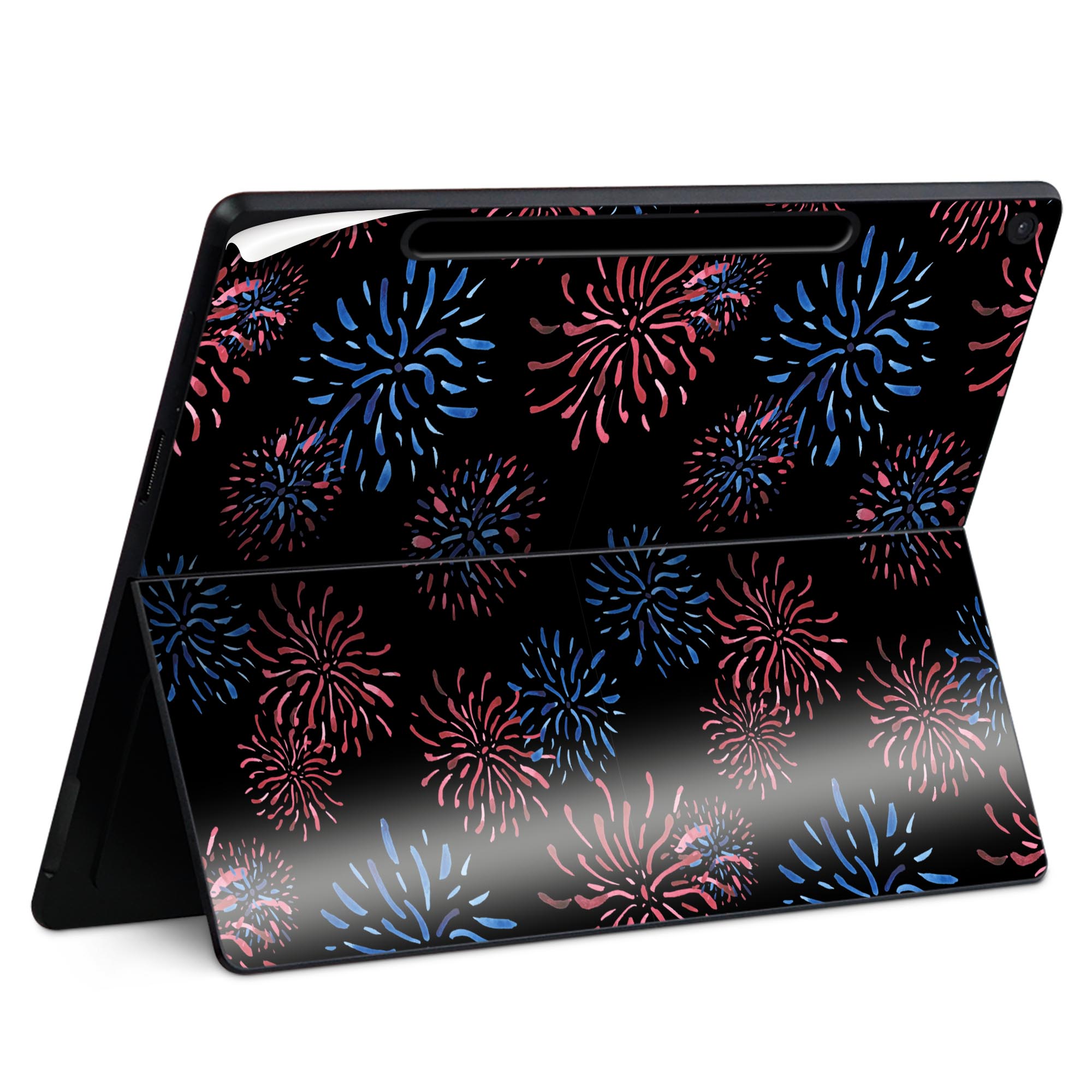 Surface Pro 12 インチ (2025) 用 スキンシール 全面スキンシール フル SurfacePro12 用 背面 底 ステッカー 保護シール 高品質再剥離性シート キャラクター かわいい 023396 女性 顔 人物 020801 夏 花火