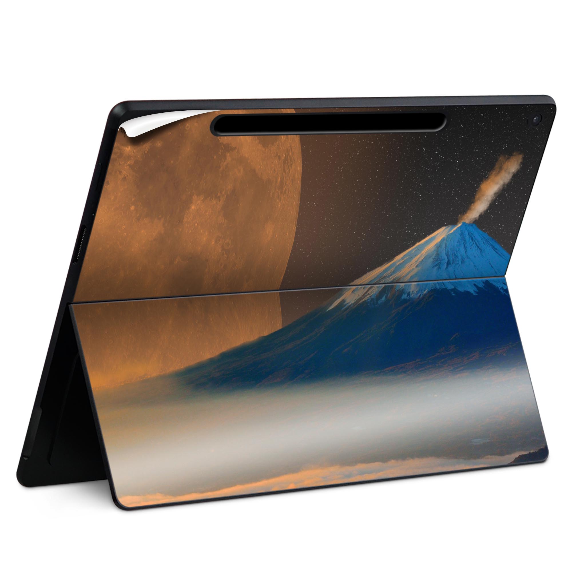 Surface Pro 12 インチ (2025) 用 スキンシール 全面スキンシール フル SurfacePro12 用 背面 底 ステッカー 保護シール 高品質再剥離性シート キャラクター かわいい 023396 女性　顔　人物 023577 月　富士山