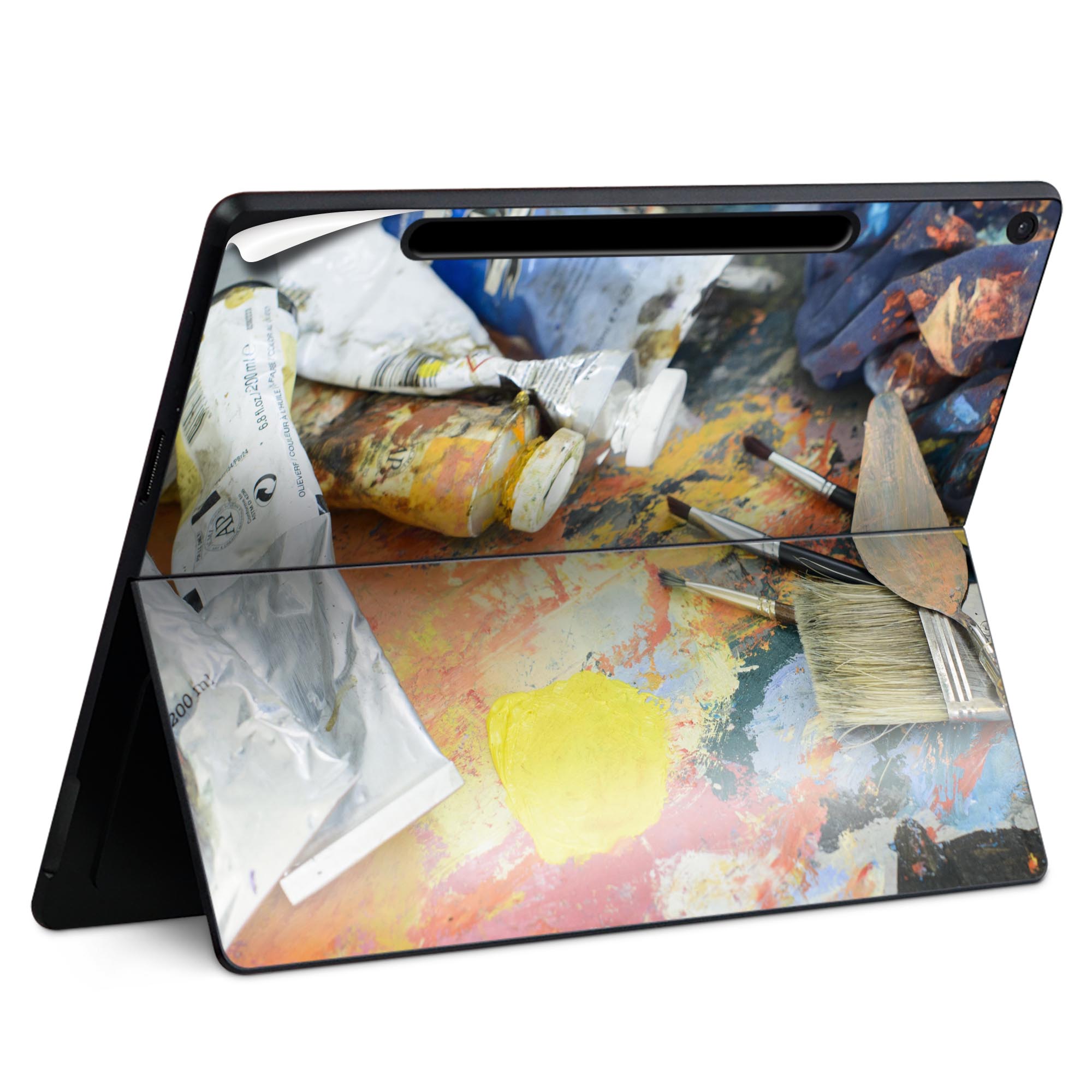 Surface Pro 12 インチ (2025) 用 スキンシール 全面スキンシール フル SurfacePro12 用 背面 底 ステッカー 保護シール 高品質再剥離性シート キャラクター かわいい 023396 女性　顔　人物 023638 ペイント　絵具