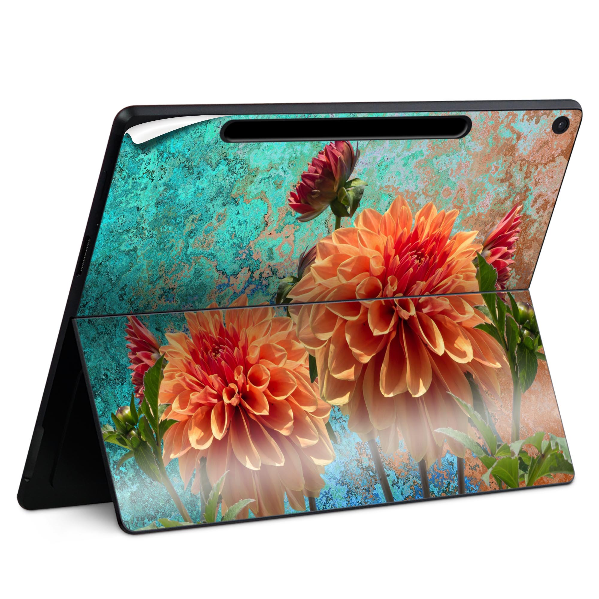 Surface Pro 12 インチ (2025) 用 スキンシール 全面スキンシール フル SurfacePro12 用 背面 底 ステッカー 保護シール 高品質再剥離性シート キャラクター かわいい 023396 女性　顔　人物 025818 花　ダリア　フラワー