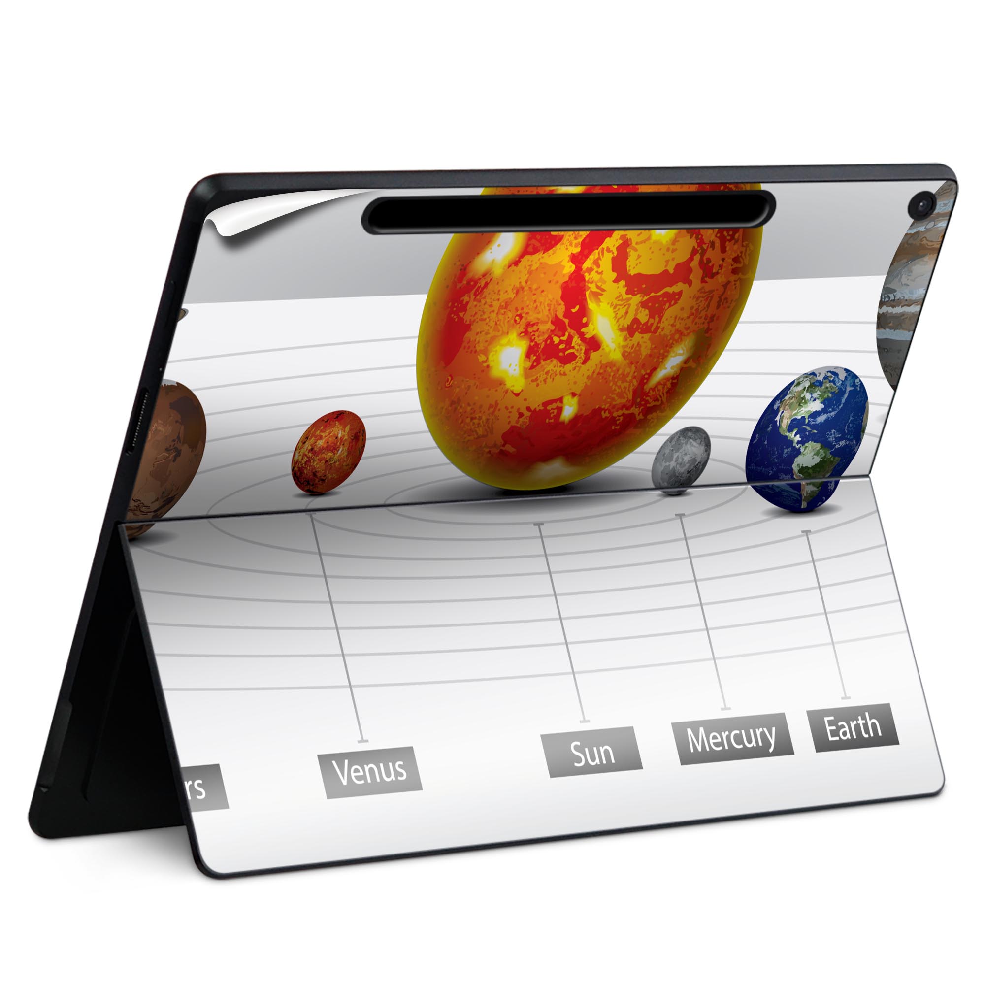 Surface Pro 12 インチ (2025) 用 スキンシール 全面スキンシール フル SurfacePro12 用 背面 底 ステッカー 保護シール 高品質再剥離性シート キャラクター かわいい 023396 女性 顔 人物 033408 solar system 太陽系