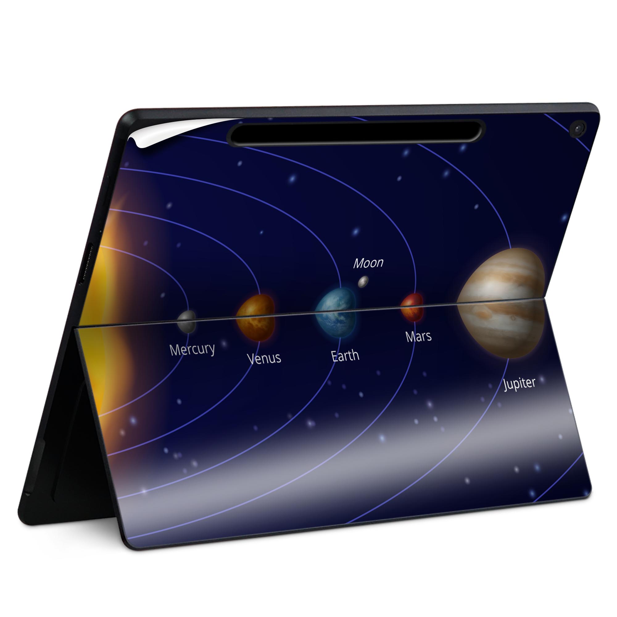 Surface Pro 12 インチ (2025) 用 スキンシール 全面スキンシール フル SurfacePro12 用 背面 底 ステッカー 保護シール 高品質再剥離性シート キャラクター かわいい 023396 女性 顔 人物 033409 solar system 太陽系