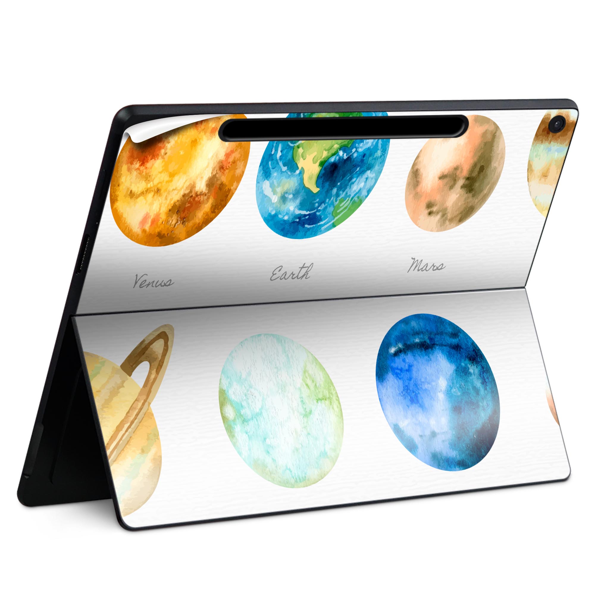 Surface Pro 12 インチ (2025) 用 スキンシール 全面スキンシール フル SurfacePro12 用 背面 底 ステッカー 保護シール 高品質再剥離性シート キャラクター かわいい 023396 女性 顔 人物 033434 solar system 太陽系