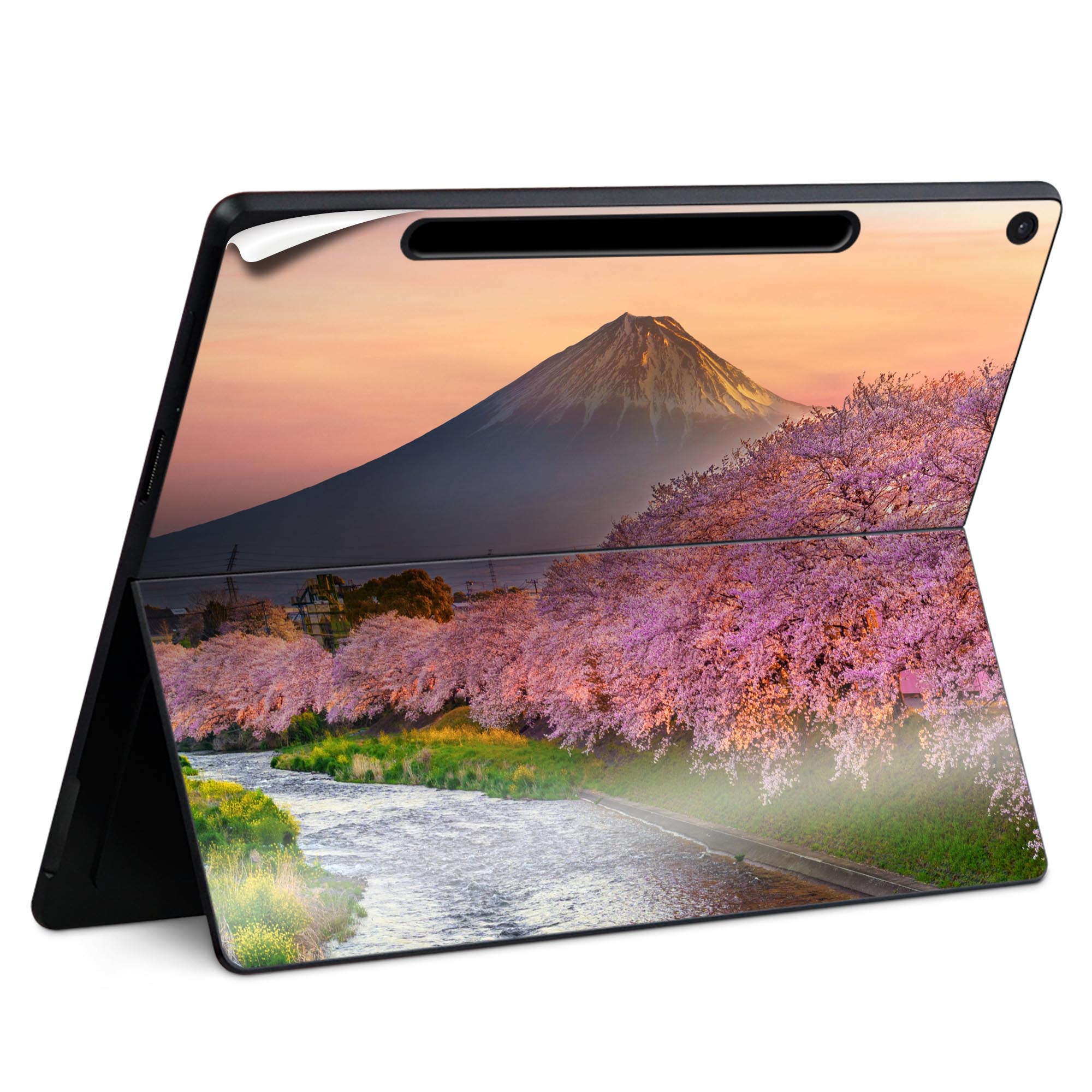 Surface Pro 12 インチ (2025) 用 スキンシール 全面スキンシール フル SurfacePro12 用 背面 底 ステッカー 保護シール 高品質再剥離性シート キャラクター かわいい 023396 女性 顔 人物 033607 富士山 桜