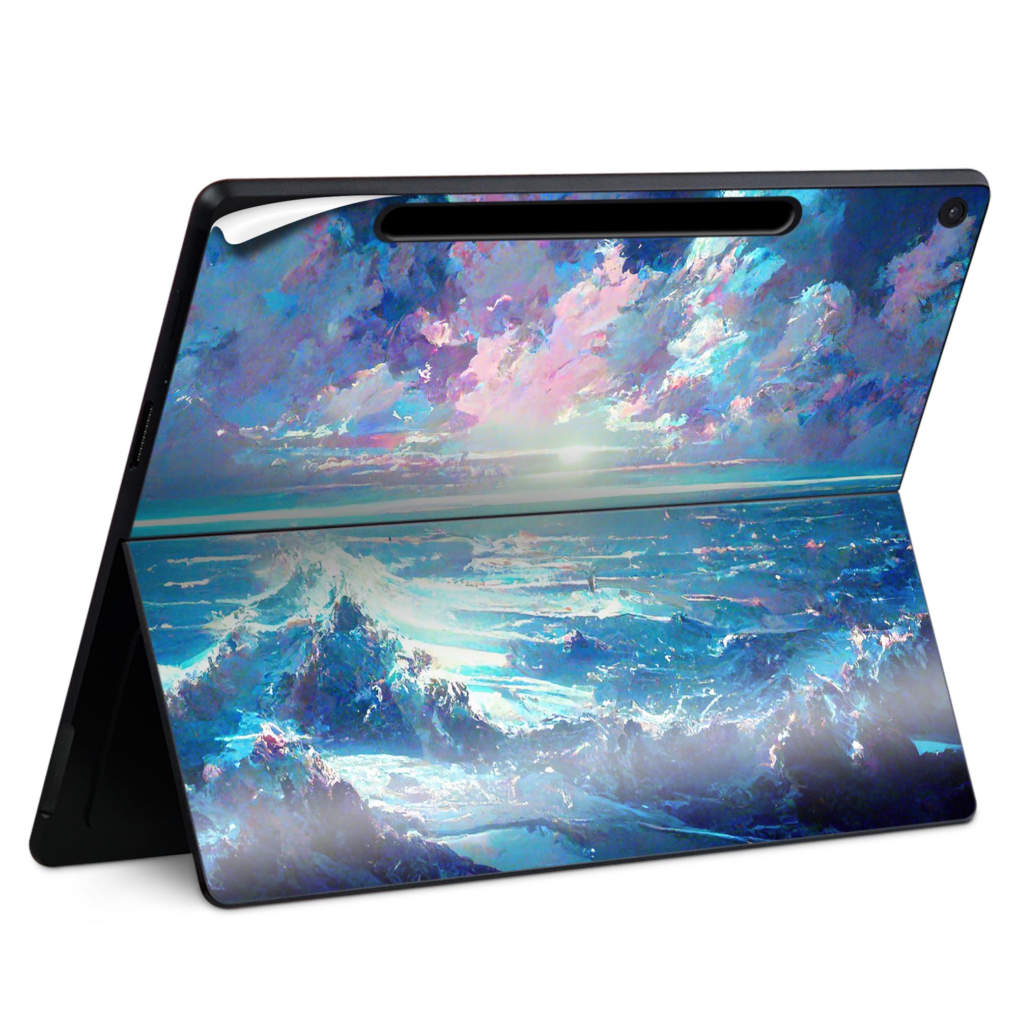 Keyboard Covers - Surface Pro 12 インチ (2025) 用 スキンシール 全面スキンシール フル SurfacePro12 用 背面 底 ステッカー 保護シール 高品質再剥離性シート キャラクター かわいい 023396 女性　顔　人物 033702 海 空
