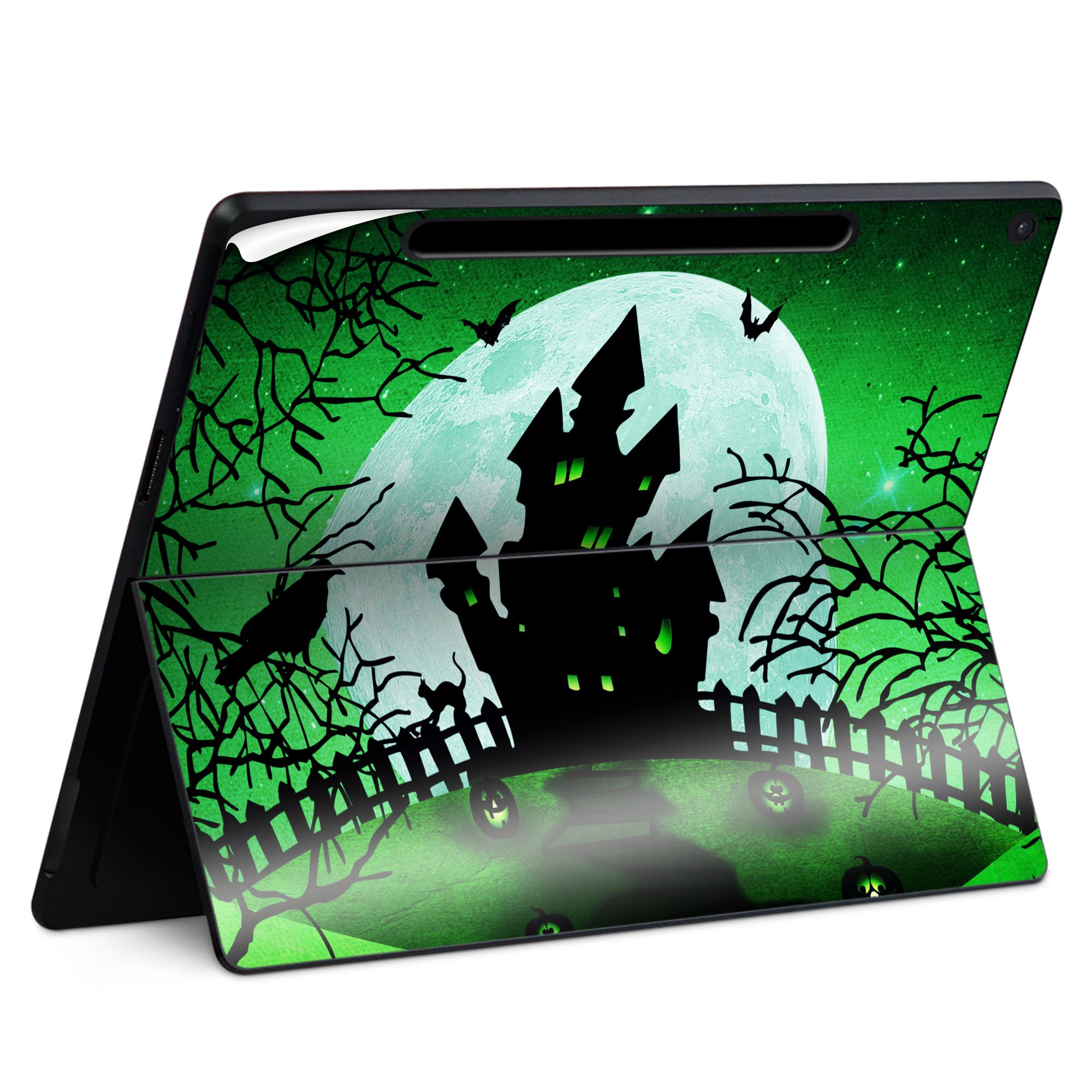 Surface Pro 12 インチ (2025) 用 スキンシール 全面スキンシール フル SurfacePro12 用 背面 底 ステッカー 保護シール 高品質再剥離性シート キャラクター かわいい 023396 女性 顔 人物 004761 ハロウィン イラスト