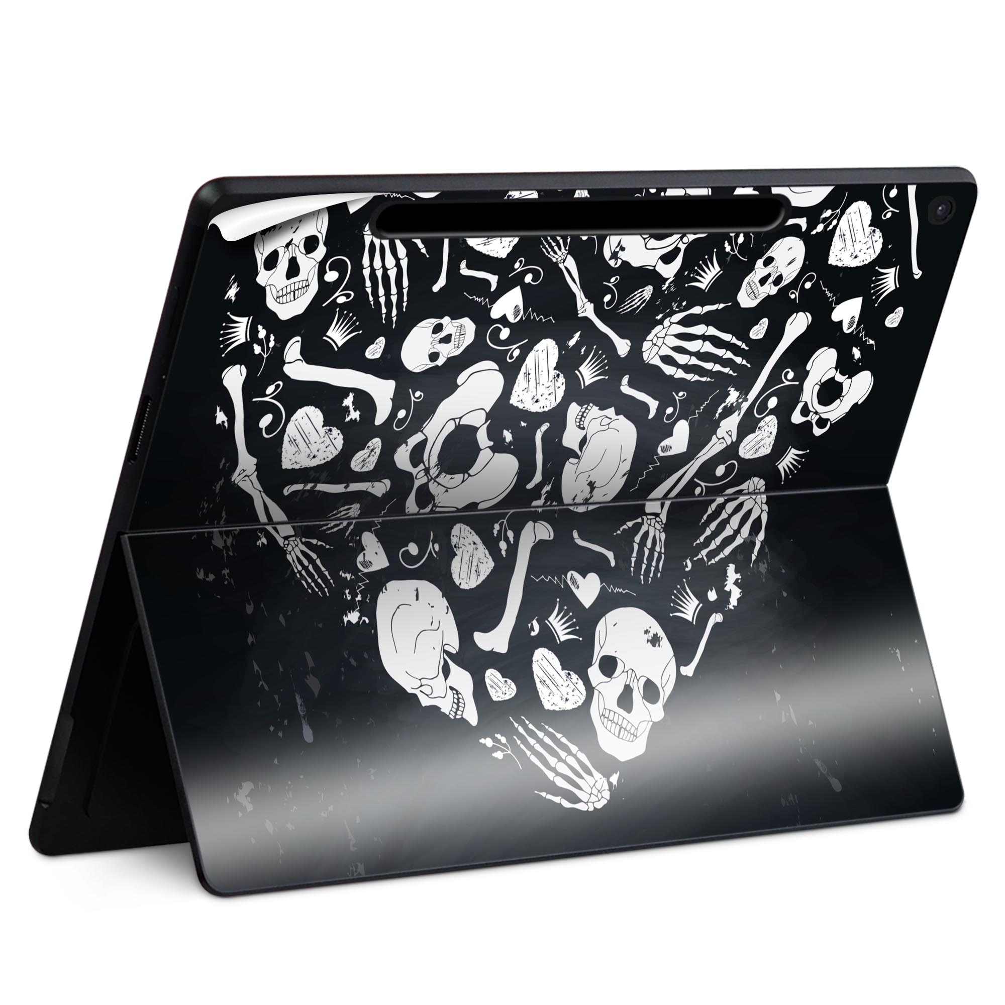 Surface Pro 12 インチ (2025) 用 スキンシール 全面スキンシール フル SurfacePro12 用 背面 底 ステッカー 保護シール 高品質再剥離性シート キャラクター かわいい 023396 女性 顔 人物 004934 スカル ドクロ ハート
