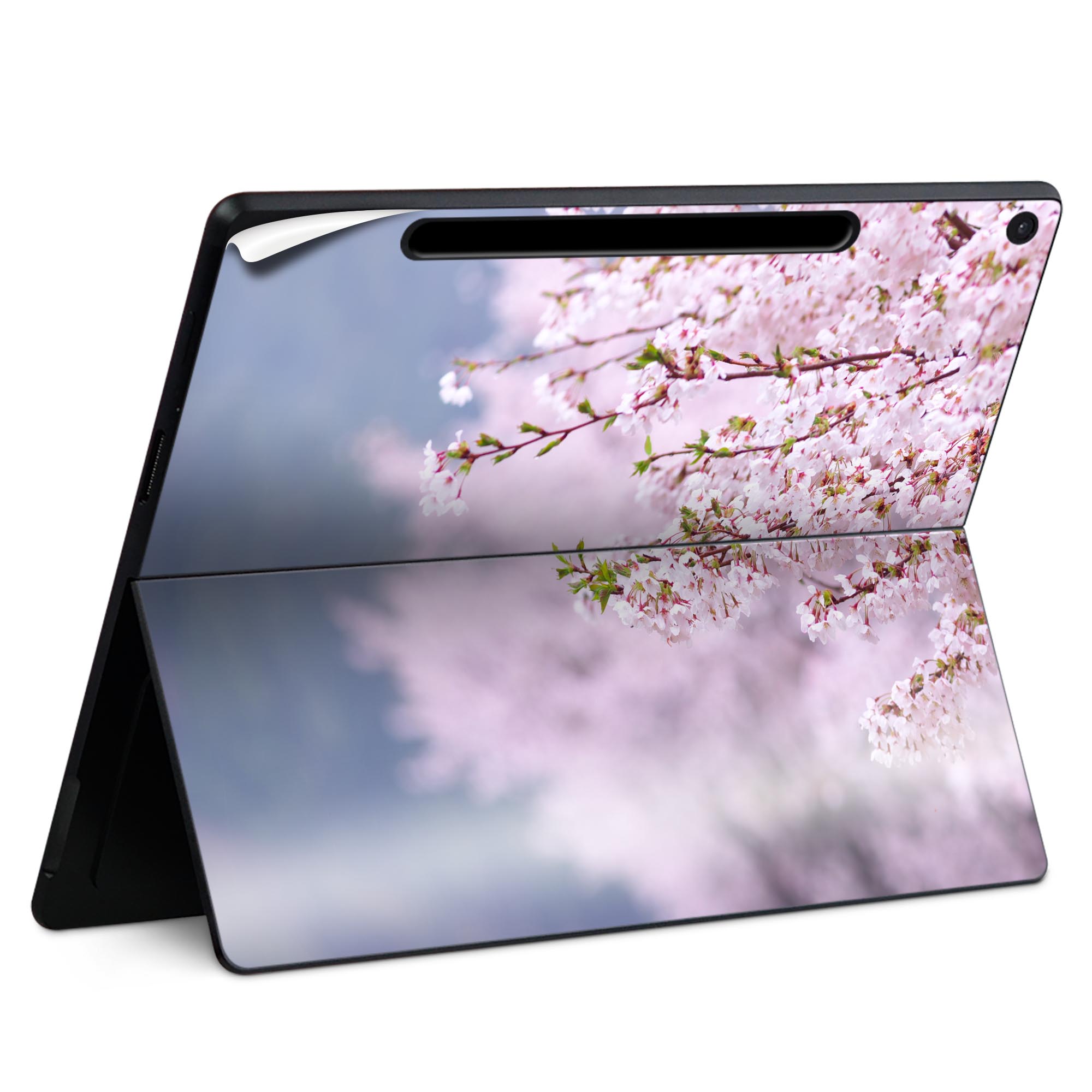 Surface Pro 12 インチ (2025) 用 スキンシール 全面スキンシール フル SurfacePro12 用 背面 底 ステッカー 保護シール 高品質再剥離性シート キャラクター かわいい 023396 女性 顔 人物 005163 花 桜並木 写真