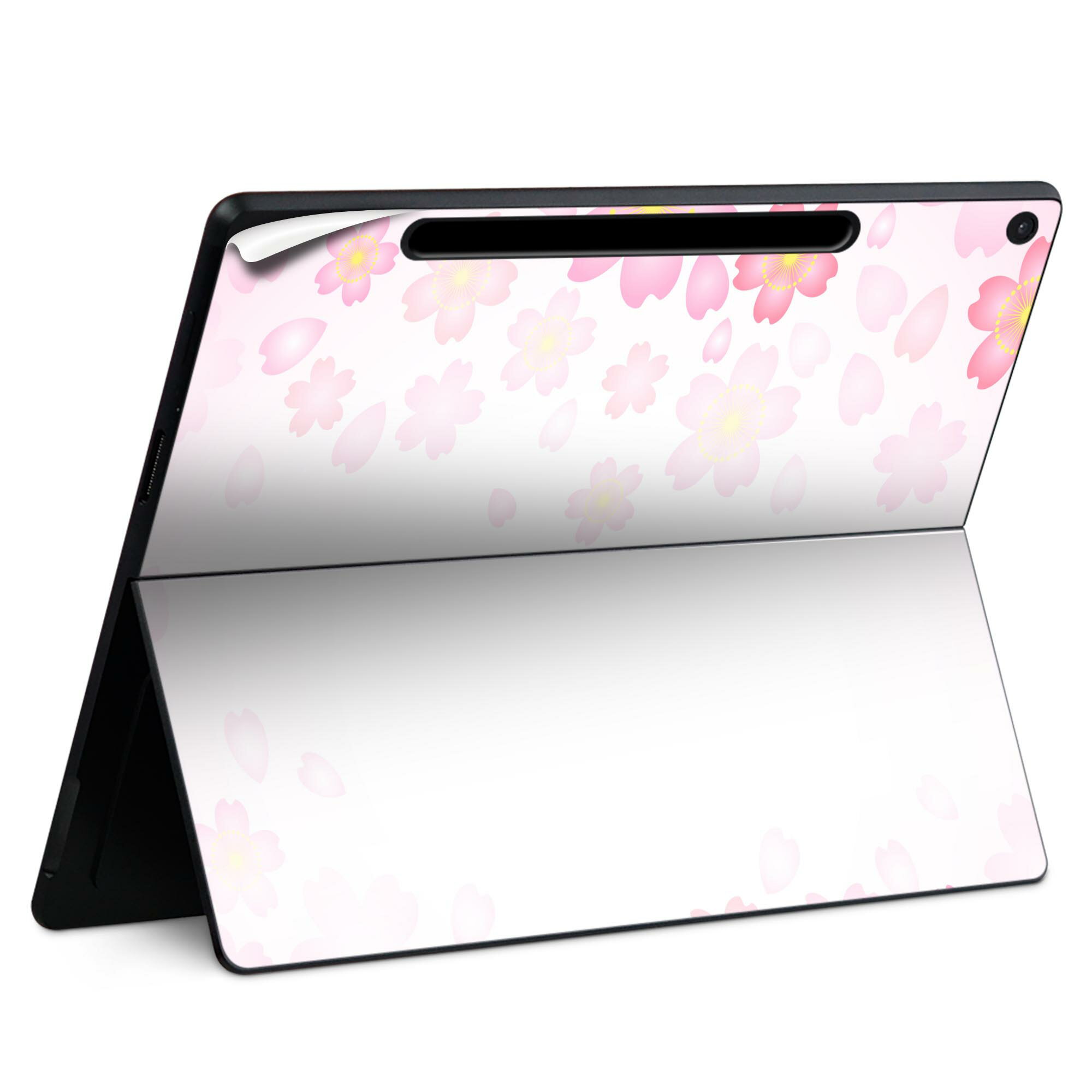 Surface Pro 12 インチ (2025) 用 スキンシール 全面スキンシール フル SurfacePro12 用 背面 底 ステッカー 保護シール 高品質再剥離性シート キャラクター かわいい 023396 女性 顔 人物 005307 桜 ピンク イラスト