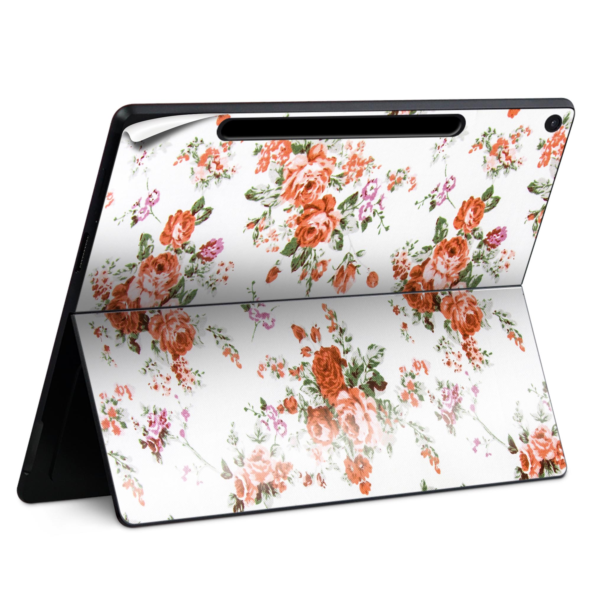 Surface Pro 12 インチ (2025) 用 スキンシール 全面スキンシール フル SurfacePro12 用 背面 底 ステッカー 保護シール 高品質再剥離性シート キャラクター かわいい 023396 女性　顔　人物 005432 花　　模様