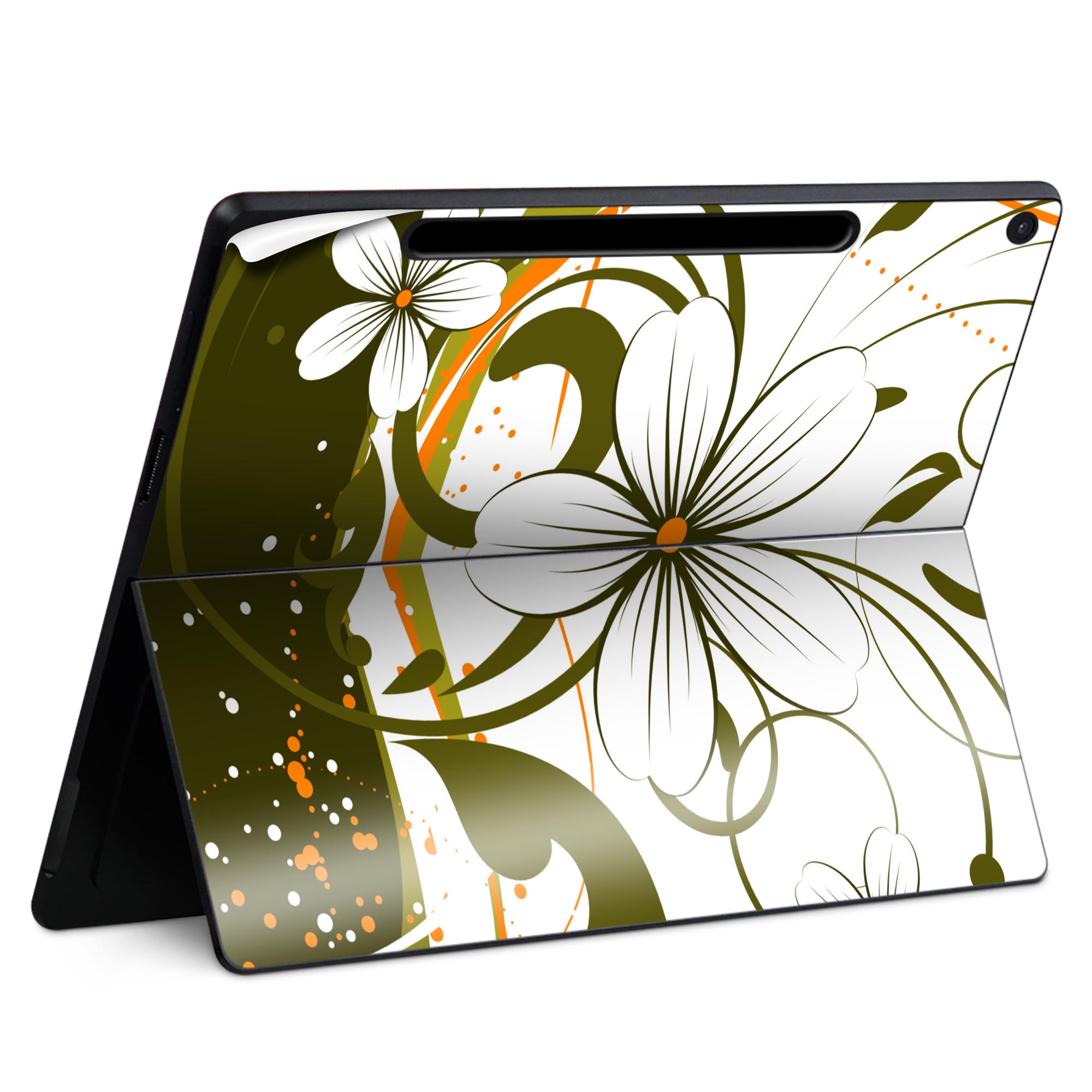 Surface Pro 12 インチ (2025) 用 スキンシール 全面スキンシール フル SurfacePro12 用 背面 底 ステッカー 保護シール 高品質再剥離性シート キャラクター かわいい 023396 女性 顔 人物 005579 花 グリーン