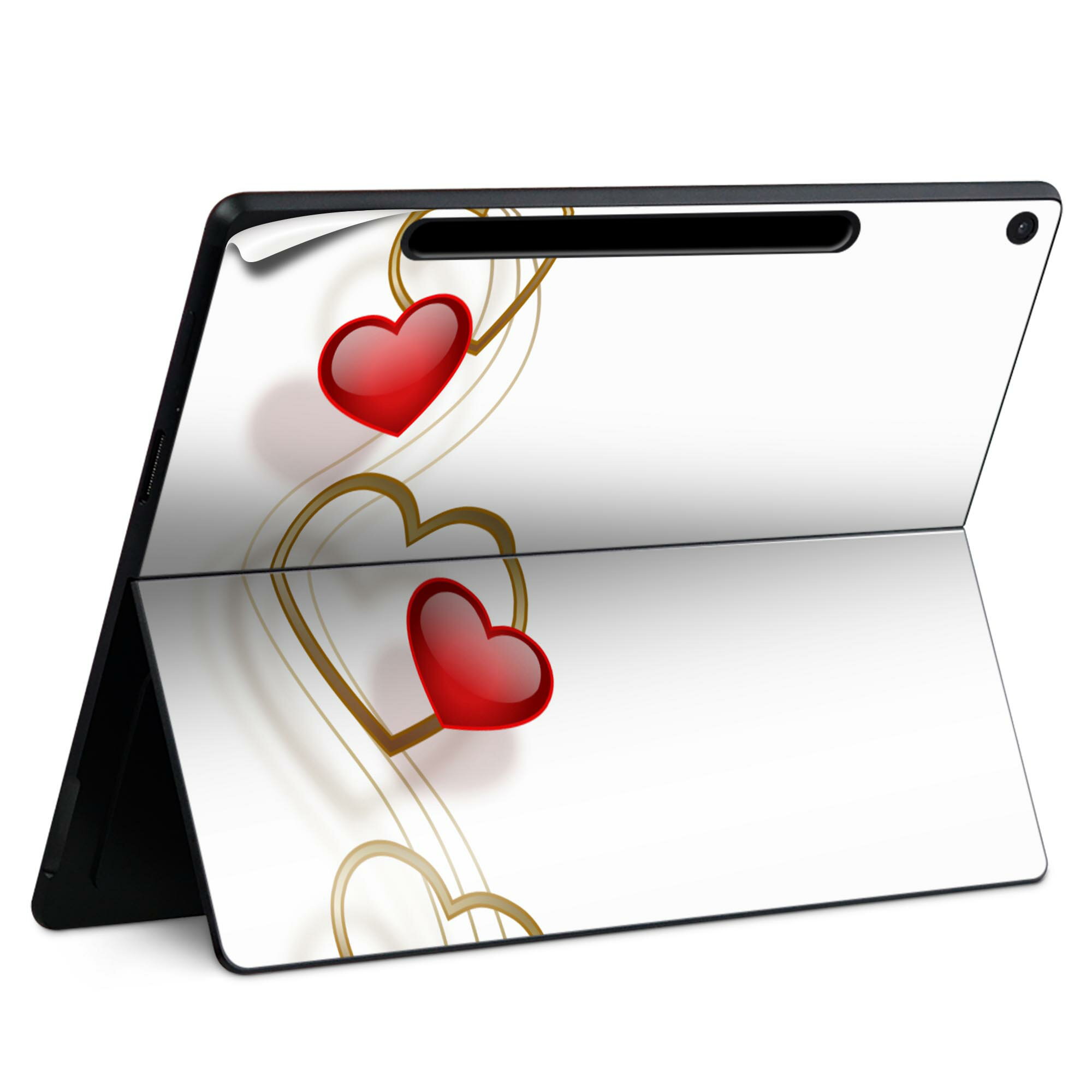 Surface Pro 12 インチ (2025) 用 スキンシール 全面スキンシール フル SurfacePro12 用 背面 底 ステッカー 保護シール 高品質再剥離性シート キャラクター かわいい 023396 女性 顔 人物 005602 ハート 赤