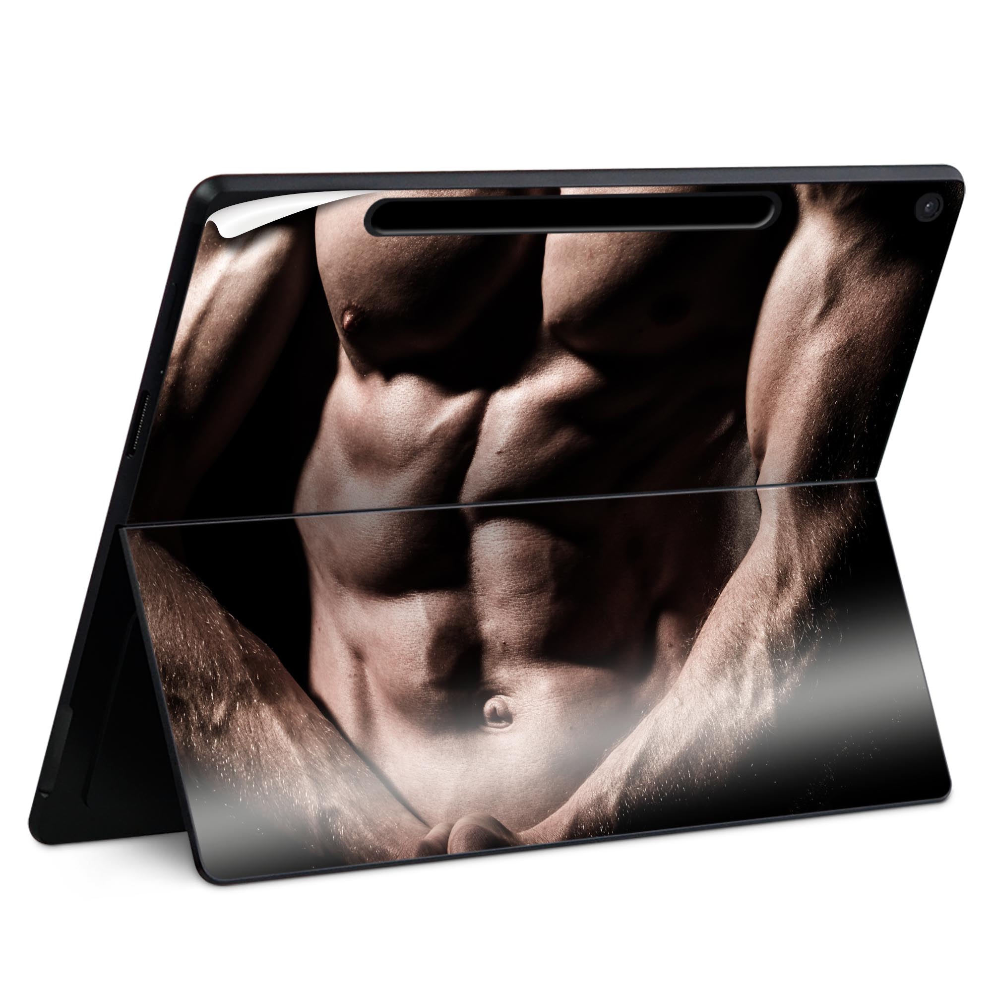 Surface Pro 12 インチ (2025) 用 スキンシール 全面スキンシール フル SurfacePro12 用 背面 底 ステッカー 保護シール 高品質再剥離性シート キャラクター かわいい 023396 女性　顔　人物 005776 写真　人物　筋肉