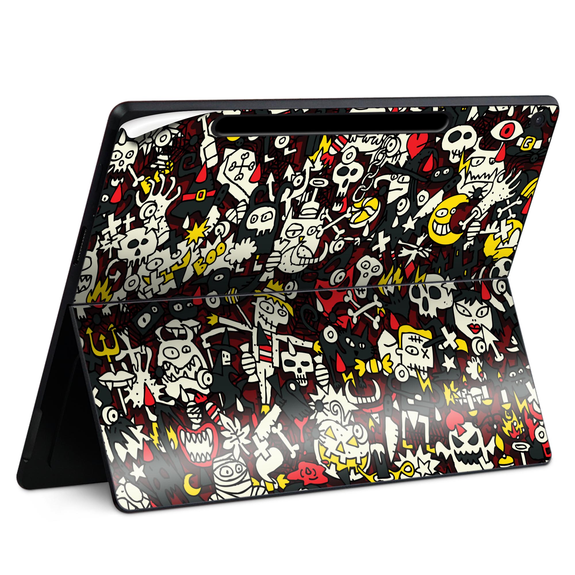 Surface Pro 12 インチ (2025) 用 スキンシール 全面スキンシール フル SurfacePro12 用 背面 底 ステッカー 保護シール 高品質再剥離性シート キャラクター かわいい 023396 女性 顔 人物 006806 ハロウィン イラスト 模様