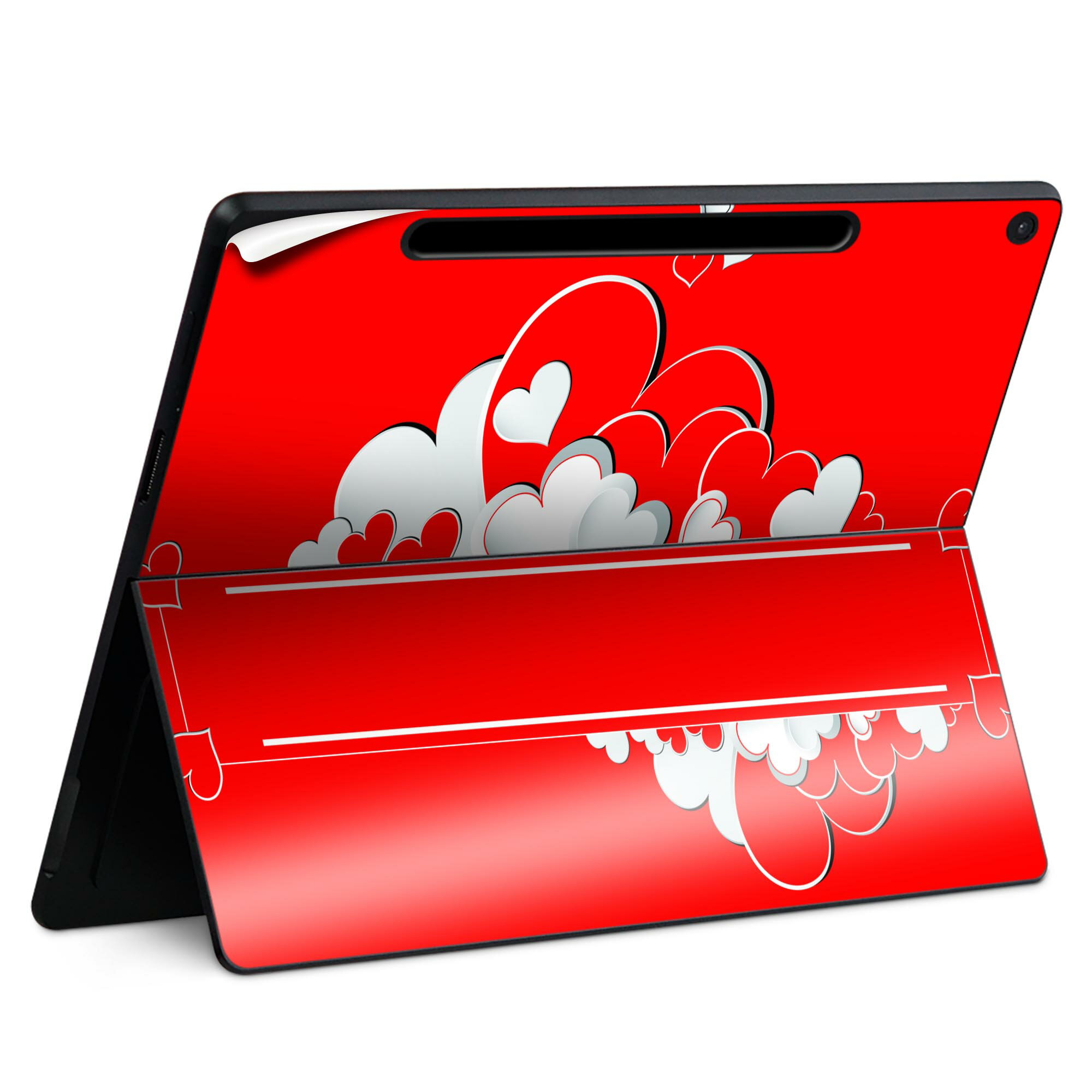 Surface Pro 12 インチ (2025) 用 スキンシール 全面スキンシール フル SurfacePro12 用 背面 底 ステッカー 保護シール 高品質再剥離性シート キャラクター かわいい 023396 女性 顔 人物 008799 赤 レッド ハート