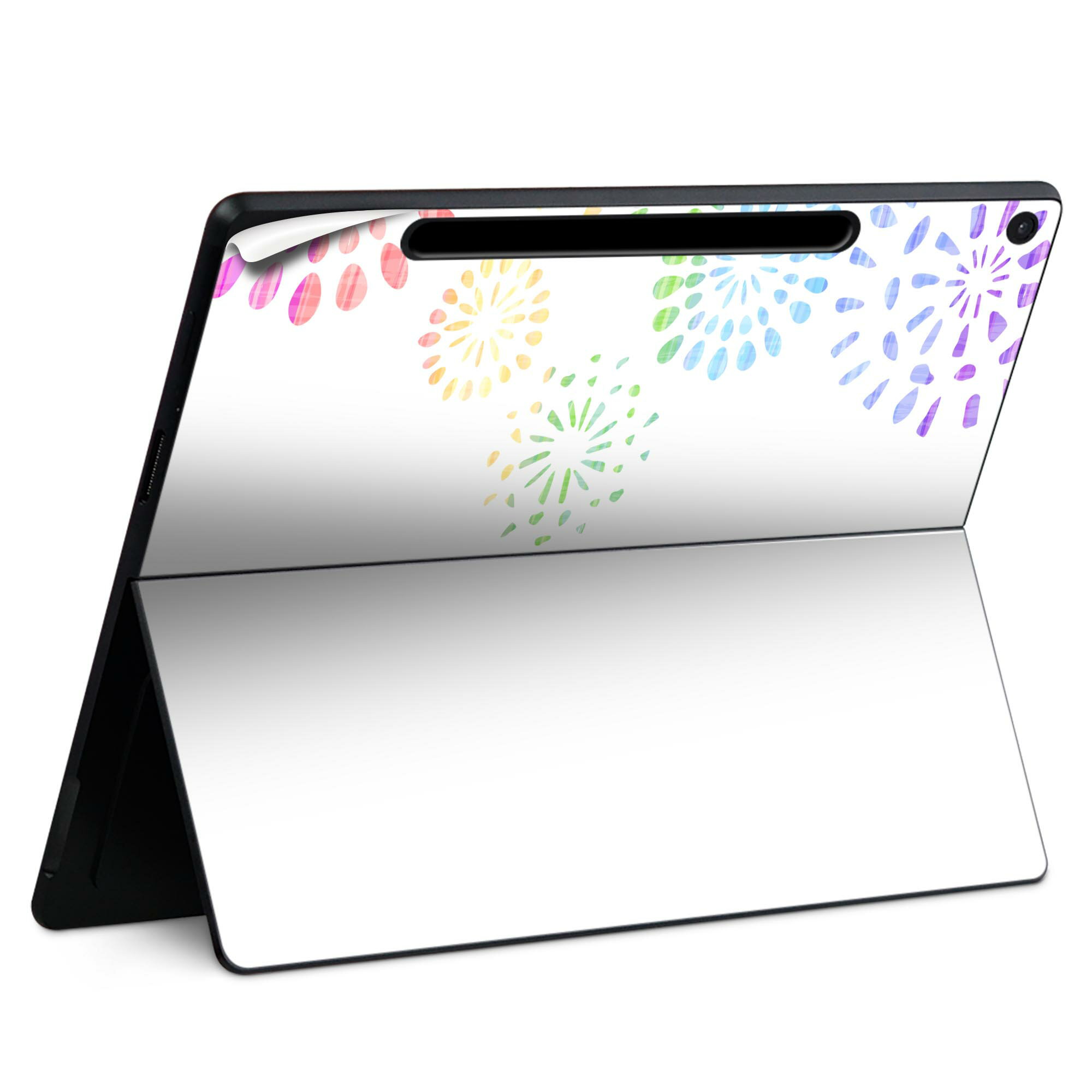 Surface Pro 12 インチ (2025) 用 スキンシール 全面スキンシール フル SurfacePro12 用 背面 底 ステッカー 保護シール 高品質再剥離性シート キャラクター かわいい 023396 女性 顔 人物 009639 花火 カラフル シンプル