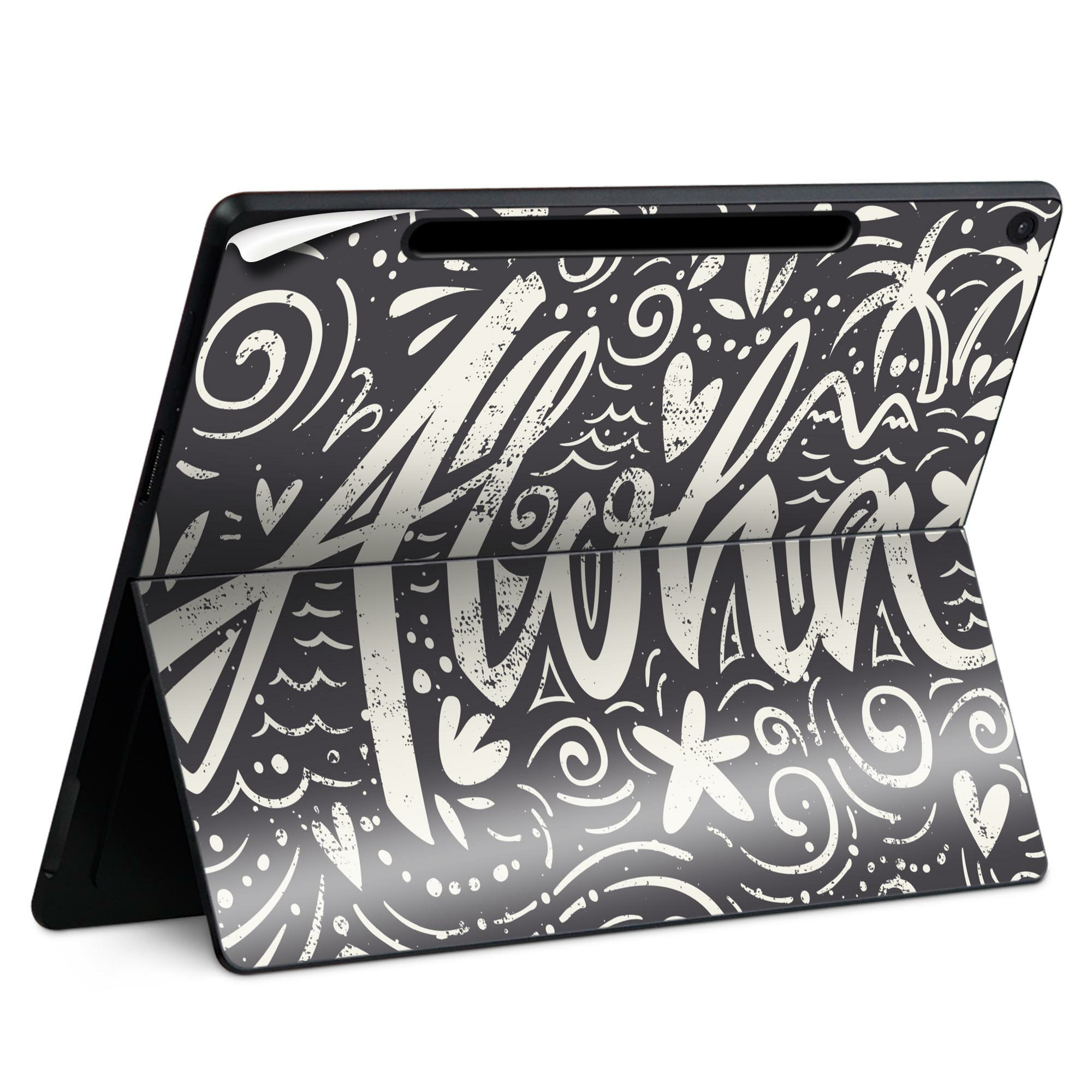 Surface Pro 12 インチ (2025) 用 スキンシール 全面スキンシール フル SurfacePro12 用 背面 底 ステッカー 保護シール 高品質再剥離性シート キャラクター かわいい 023396 女性　顔　人物 010931 リゾート　アロハ　花