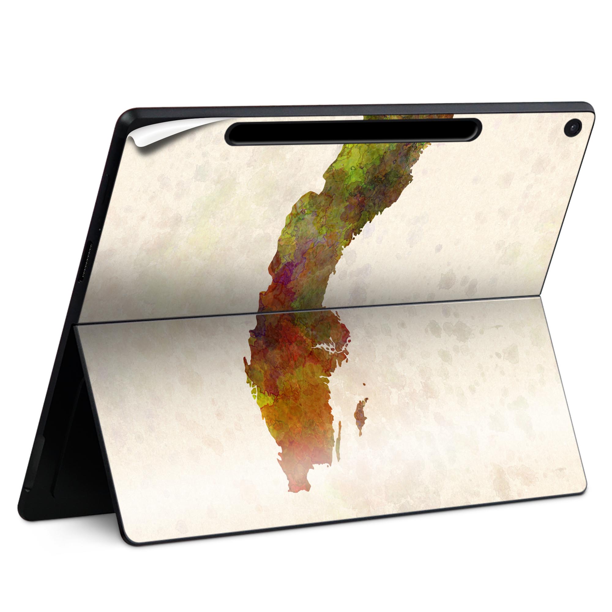 Surface Pro 12 インチ (2025) 用 スキンシール 全面スキンシール フル SurfacePro12 用 背面 底 ステッカー 保護シール 高品質再剥離性シート キャラクター かわいい 023396 女性　顔　人物 011769 スウェーデン　外国　地図