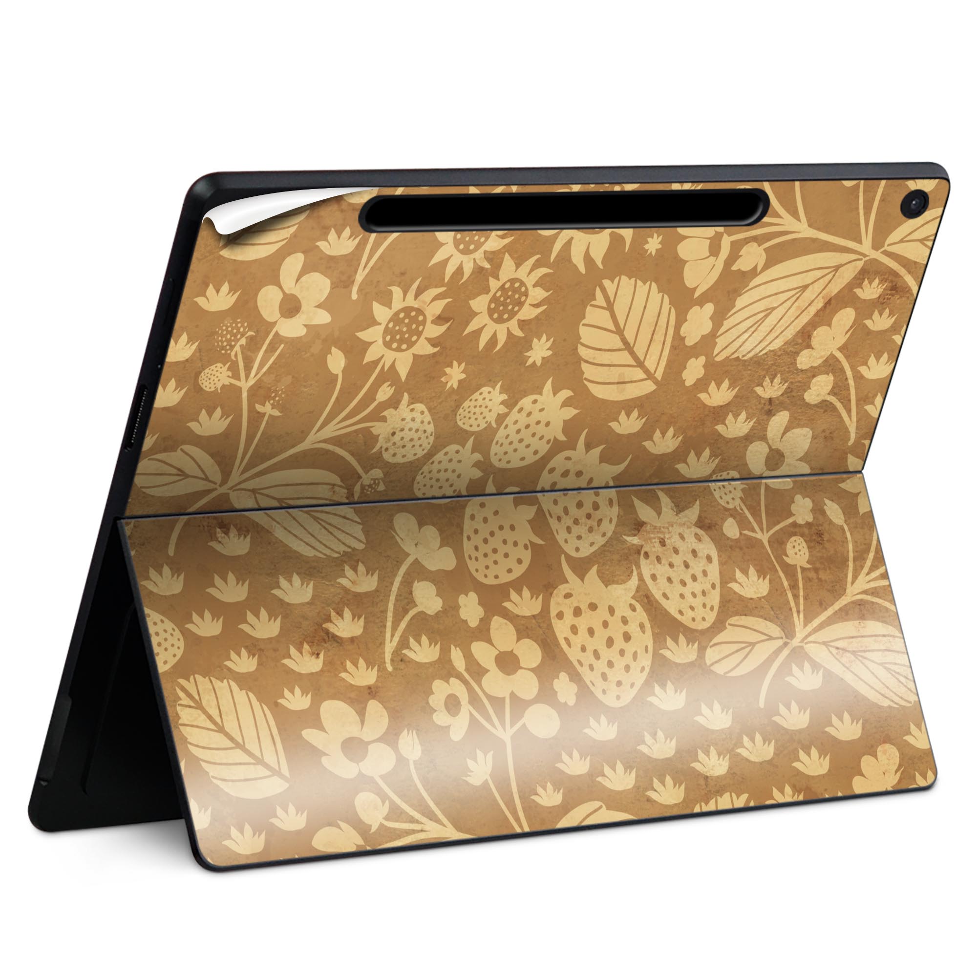 Surface Pro 12 インチ (2025) 用 スキンシール 全面スキンシール フル SurfacePro12 用 背面 底 ステッカー 保護シール 高品質再剥離性シート キャラクター かわいい 023396 女性 顔 人物 012189 花 植物 苺