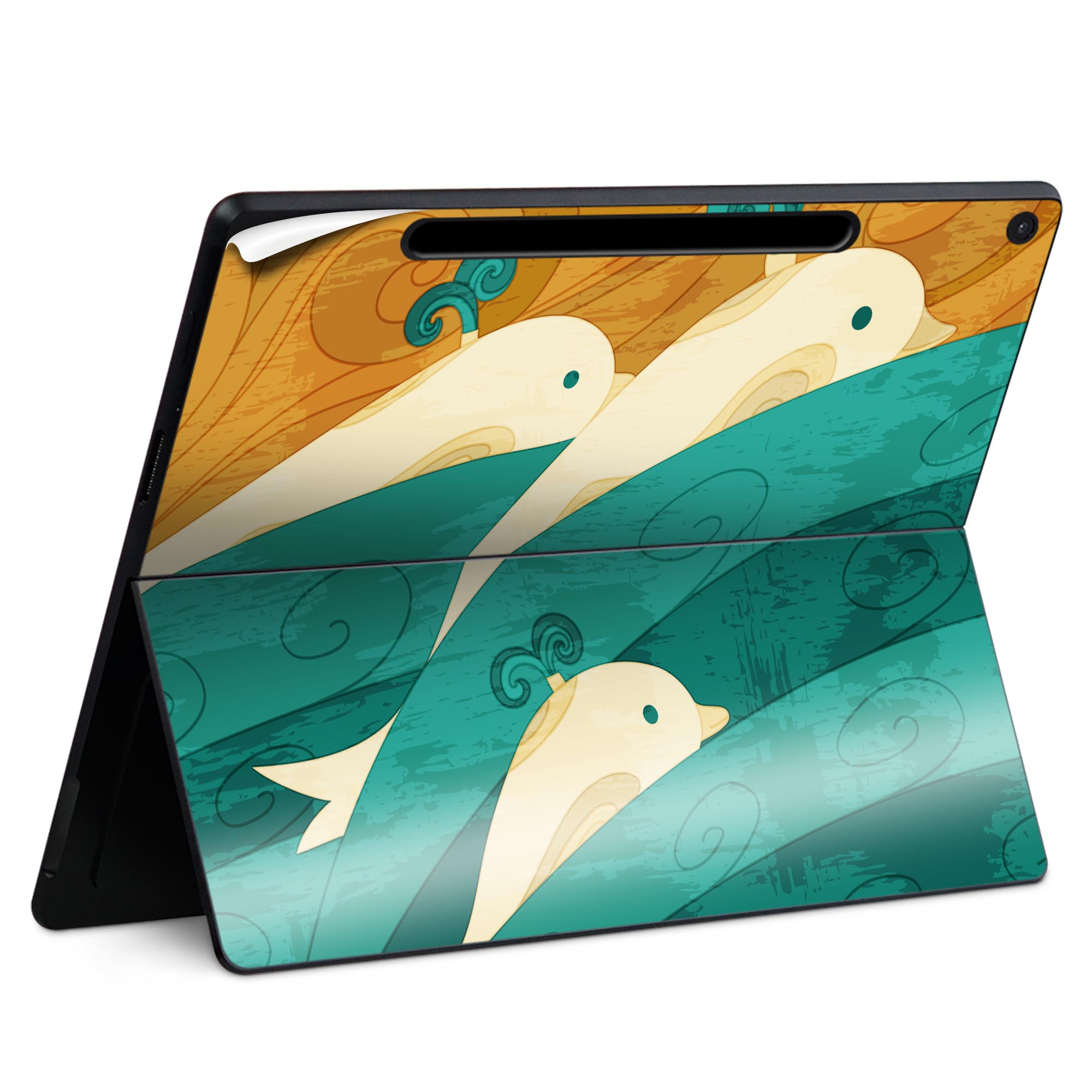 Surface Pro 12 インチ (2025) 用 スキンシール 全面スキンシール フル SurfacePro12 用 背面 底 ステッカー 保護シール 高品質再剥離性シート キャラクター かわいい 023396 女性 顔 人物 012356 クジラ 海 波