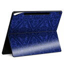 Surface Pro 12 インチ (2025) 用 スキンシール 全面スキンシール フル SurfacePro12 用 背面 底 ステッカー 保護シール 高品質再剥離性シート キャラクター かわいい 023396 女性 顔 人物 012392 青 柄 ダマスク