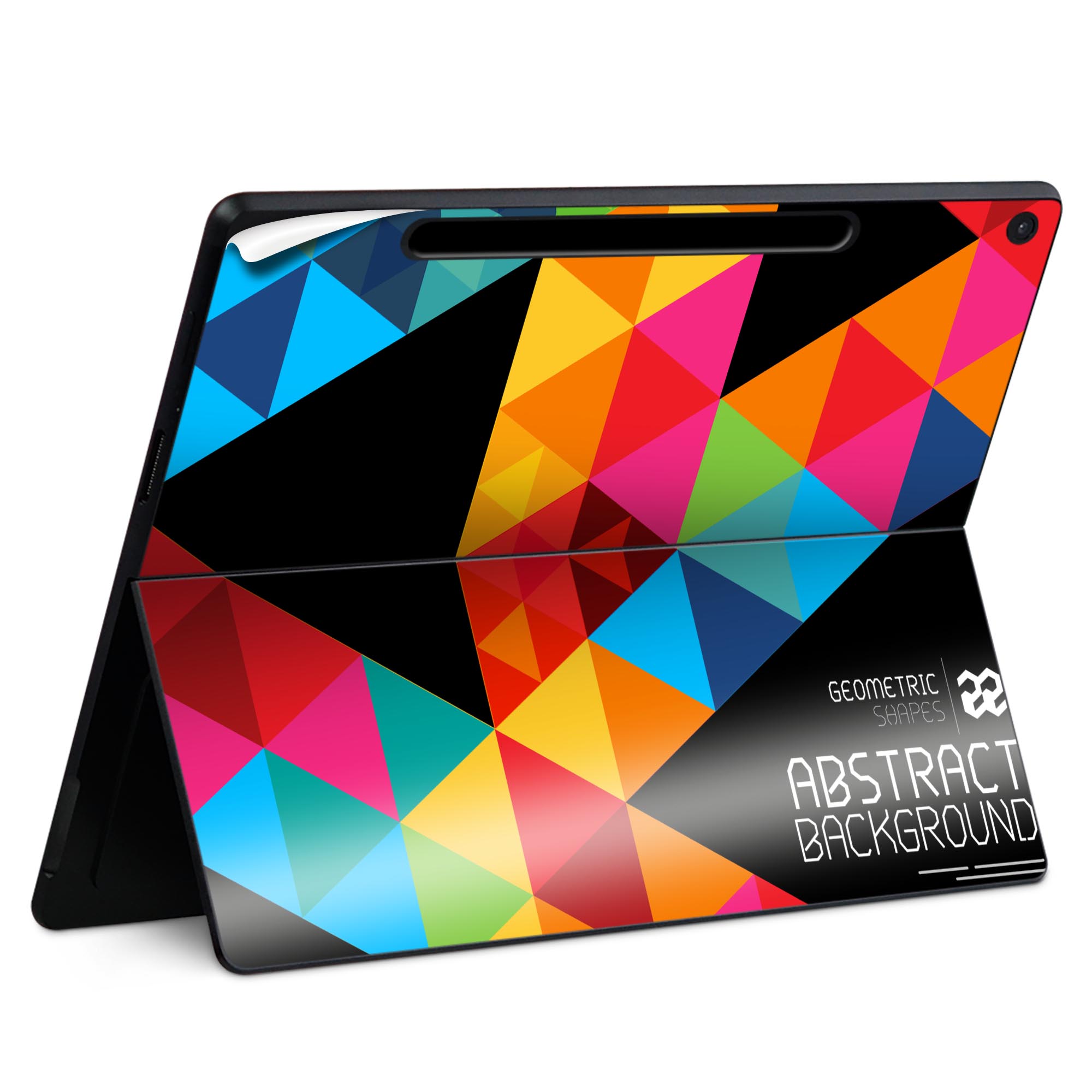 Surface Pro 12 インチ (2025) 用 スキンシール 全面スキンシール フル SurfacePro12 用 背面 底 ステッカー 保護シール 高品質再剥離性シート キャラクター かわいい 023396 女性　顔　人物 012511 英字　三角　カラフル