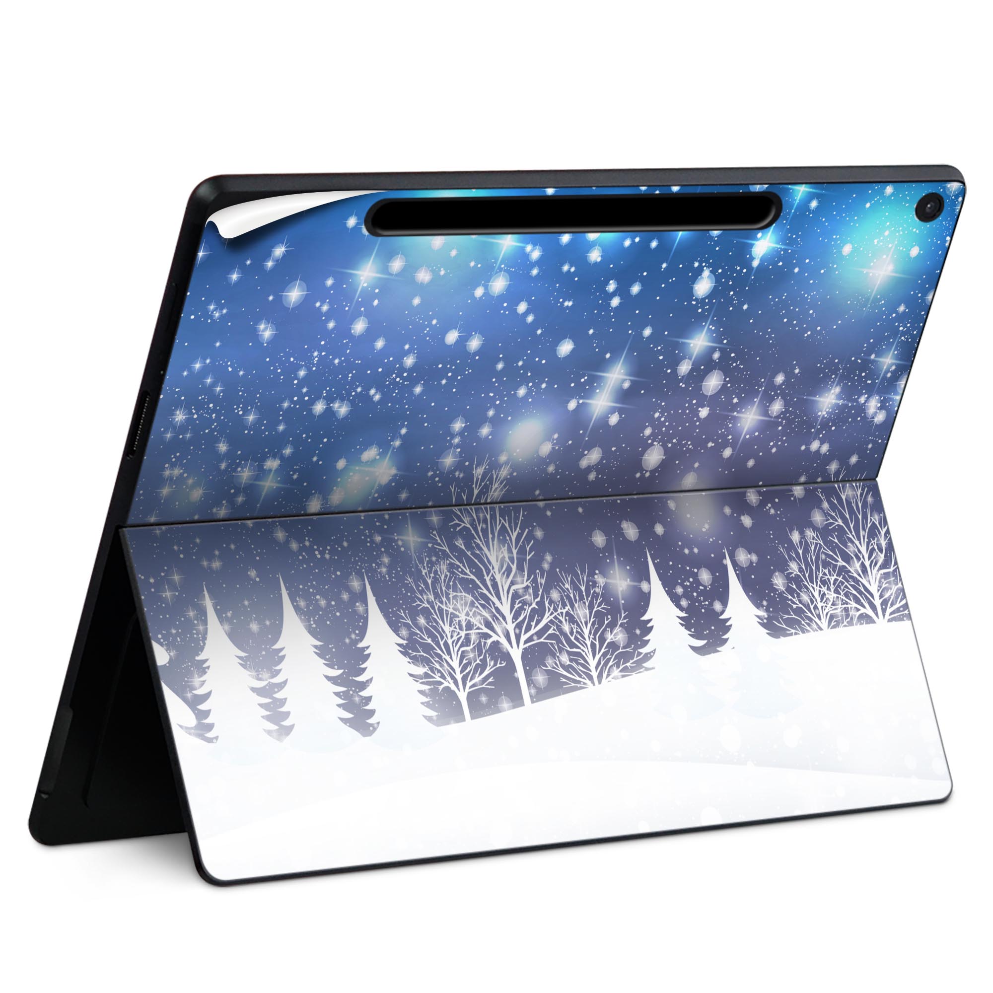 Surface Pro 12 インチ (2025) 用 スキンシール 全面スキンシール フル SurfacePro12 用 背面 底 ステッカー 保護シール 高品質再剥離性シート キャラクター かわいい 023396 女性　顔　人物 012834 ツリー　雪　空