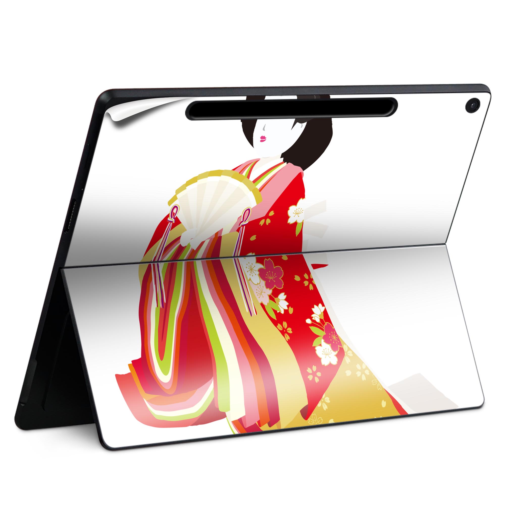 Surface Pro 12 インチ (2025) 用 スキンシール 全面スキンシール フル SurfacePro12 用 背面 底 ステッカー 保護シール 高品質再剥離性シート キャラクター かわいい 023396 女性 顔 人物 012858 ひな祭り 和 節句